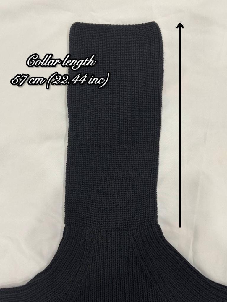 Big merino wool black turtleneck sweater Big collar long hand knit merino wool sweater dress Cable knit big pullover Chunky knit high collar