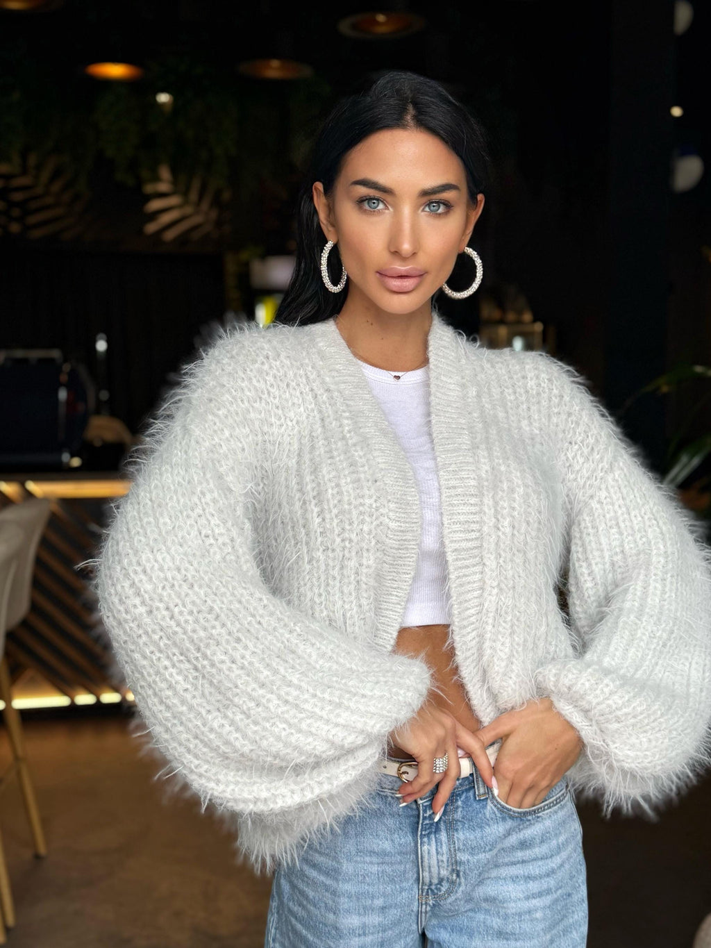 Merino wool pastel ashen white gray crop fluffy cardigan women Wedding cardigan Mohair sweater Hand knitted coat Jacket Bridal shrug bolero
