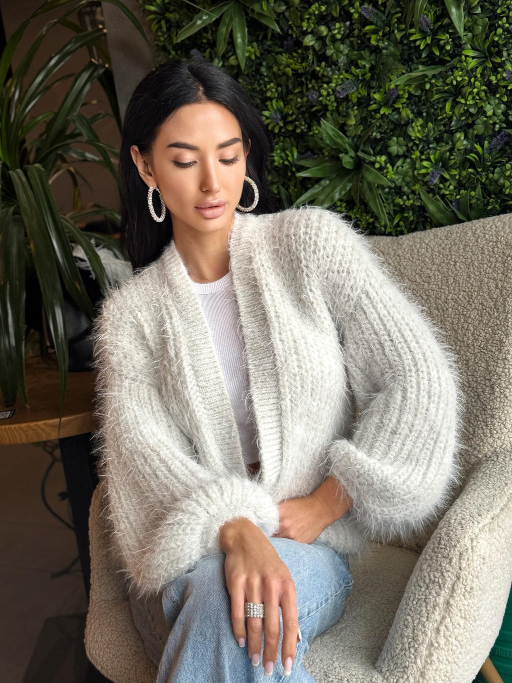 Merino wool pastel ashen white gray crop fluffy cardigan women Wedding cardigan Mohair sweater Hand knitted coat Jacket Bridal shrug bolero