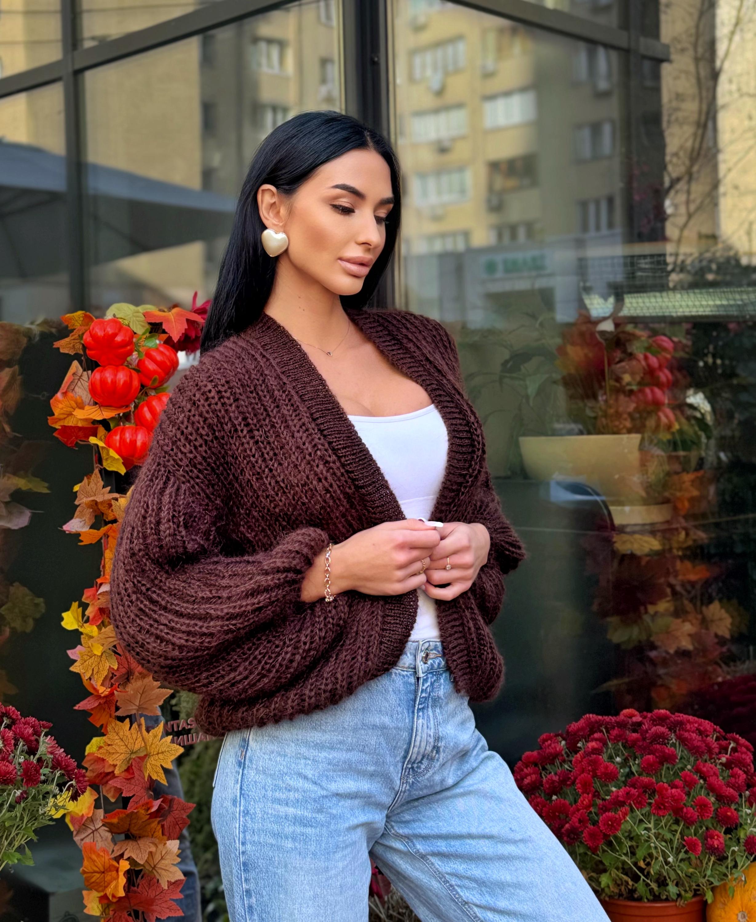 Mohair brown chocolate cardigan women Wedding Mohair sweater knitted coat Jacket Women Bridal shrug bolero wool Fluffy short cardigan