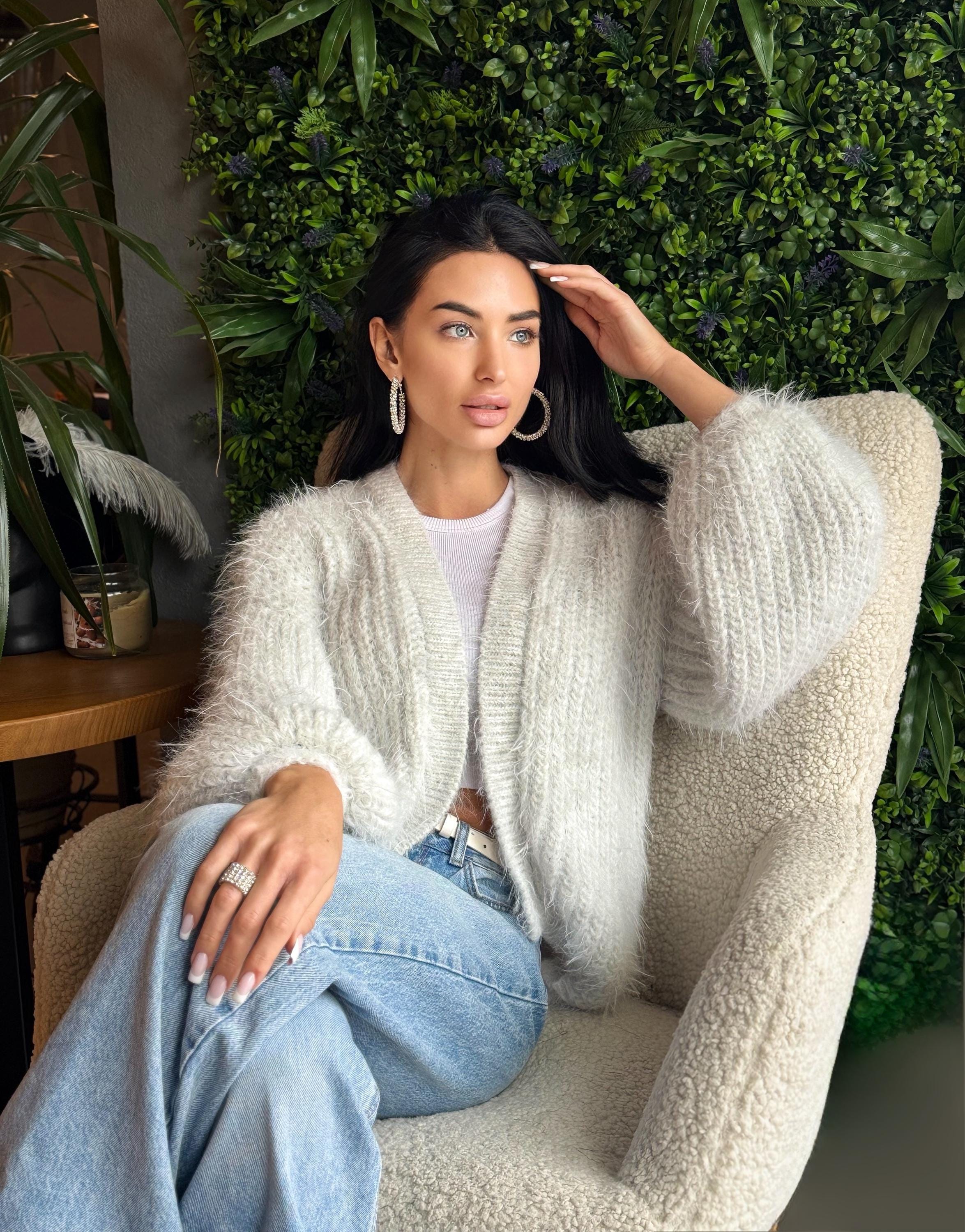 Merino wool pastel ashen white gray crop fluffy cardigan women Wedding cardigan Mohair sweater Hand knitted coat Jacket Bridal shrug bolero