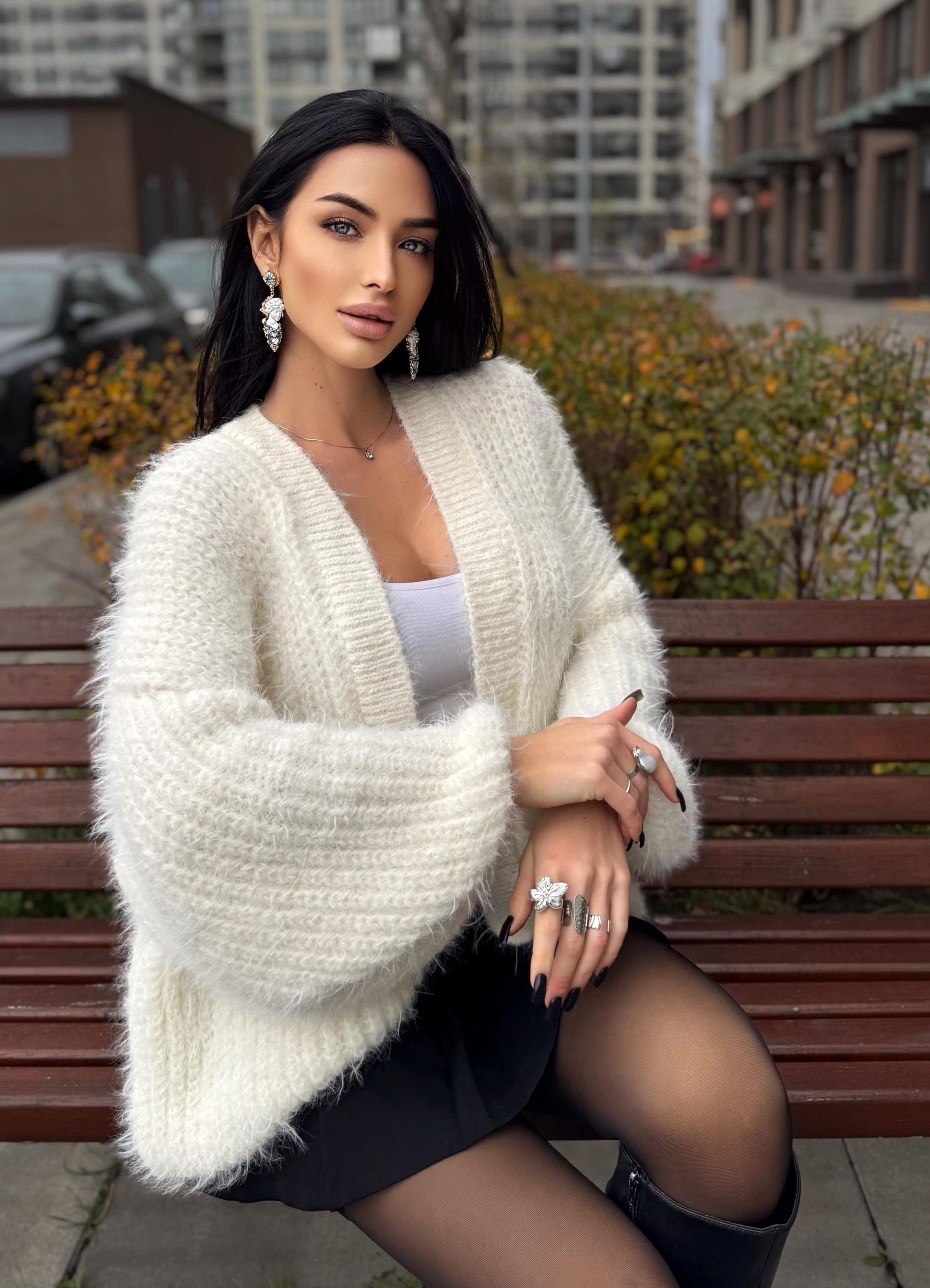 Fluffy Merino wool Cardigan Handmade Knit Sweater, Soft Chunky Knit, Oversized Cozy Cardigan, One of a Kind, Ready to Ship