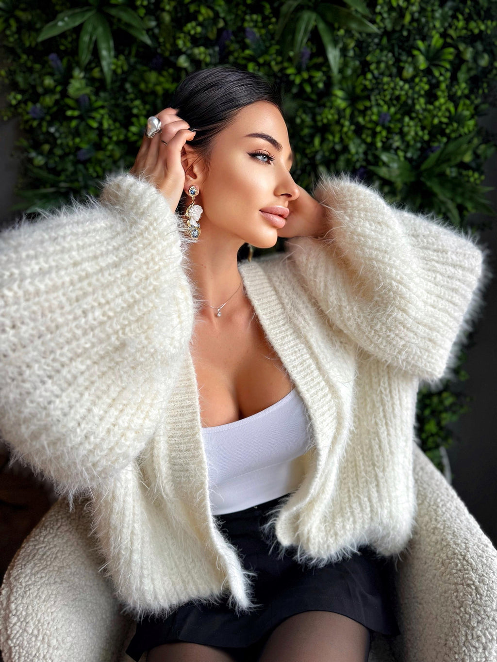 Fluffy Merino wool Cardigan Handmade Knit Sweater, Soft Chunky Knit, Oversized Cozy Cardigan, One of a Kind, Ready to Ship