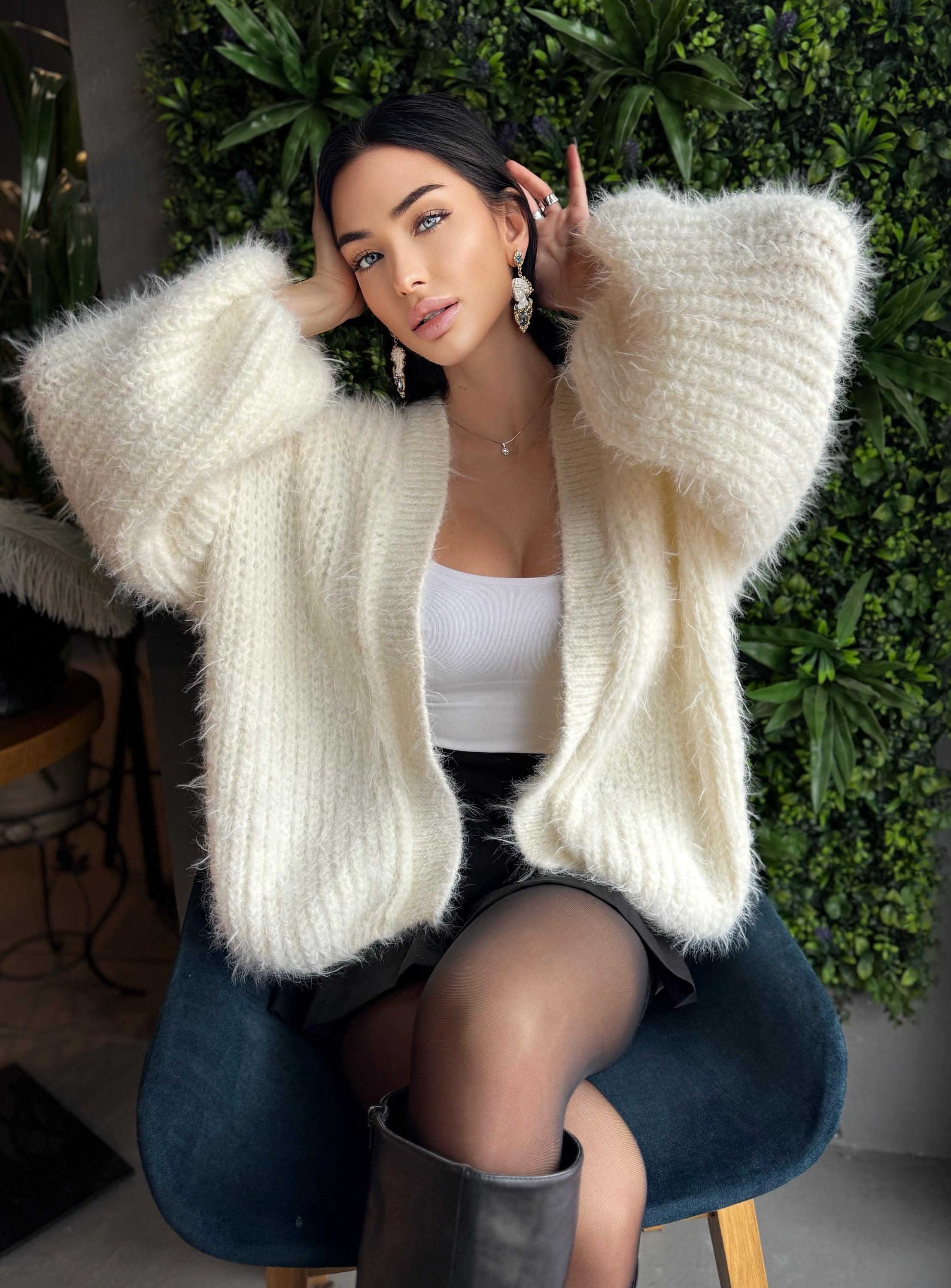 Fluffy Merino wool Cardigan Handmade Knit Sweater, Soft Chunky Knit, Oversized Cozy Cardigan, One of a Kind, Ready to Ship