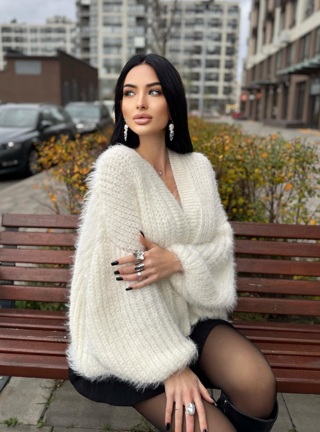 Merino wool white ice cream soft cropped fluffy cardigan women Wedding cardigan Mohair sweater Hand knitted coat Jacket Bridal shrug bolero