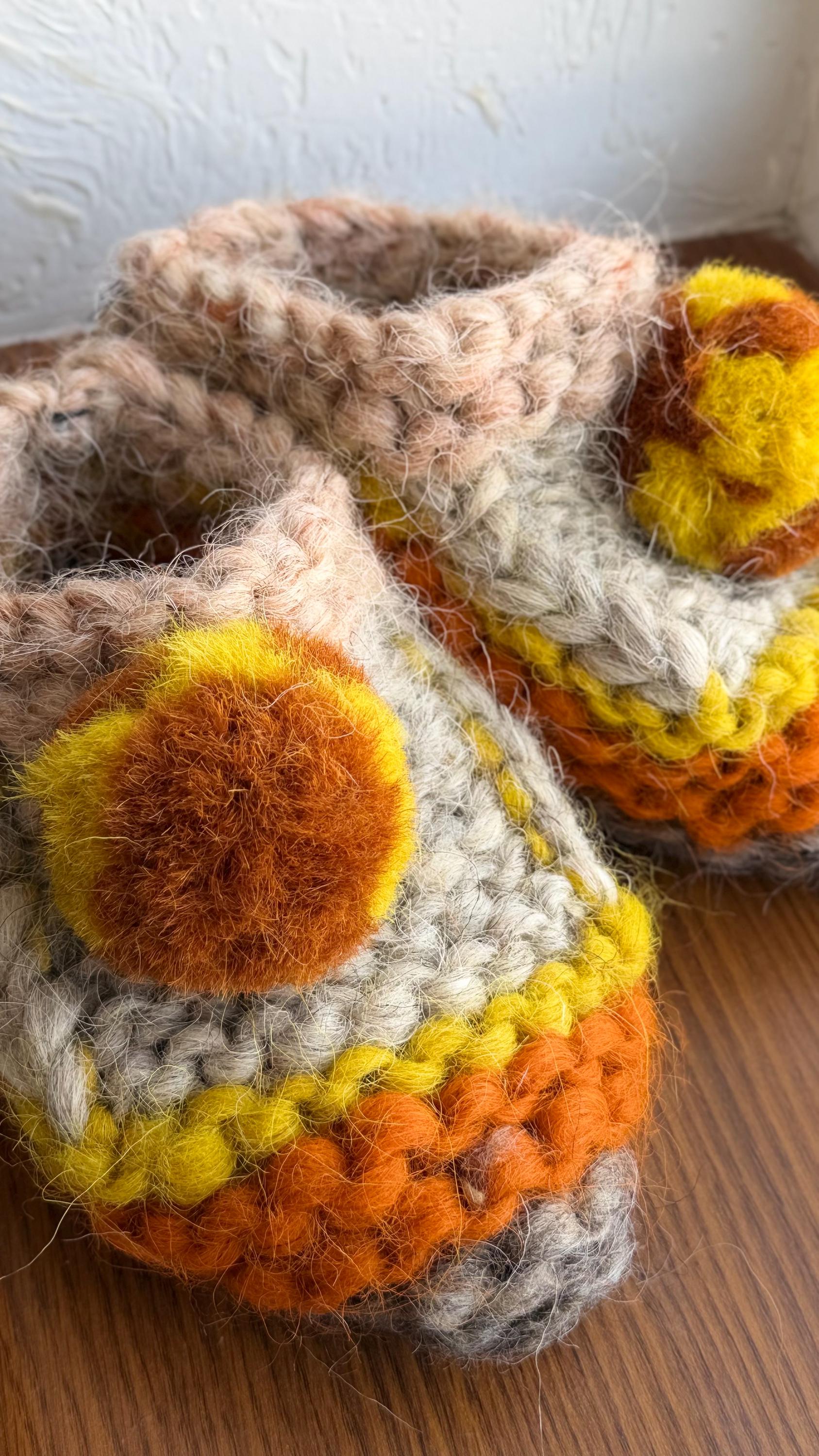 Knitted slippers made of chunky sheep wool Woolen Socks Hand knitted Carpathian socks Sheep wool goat wool From Ukraine with love