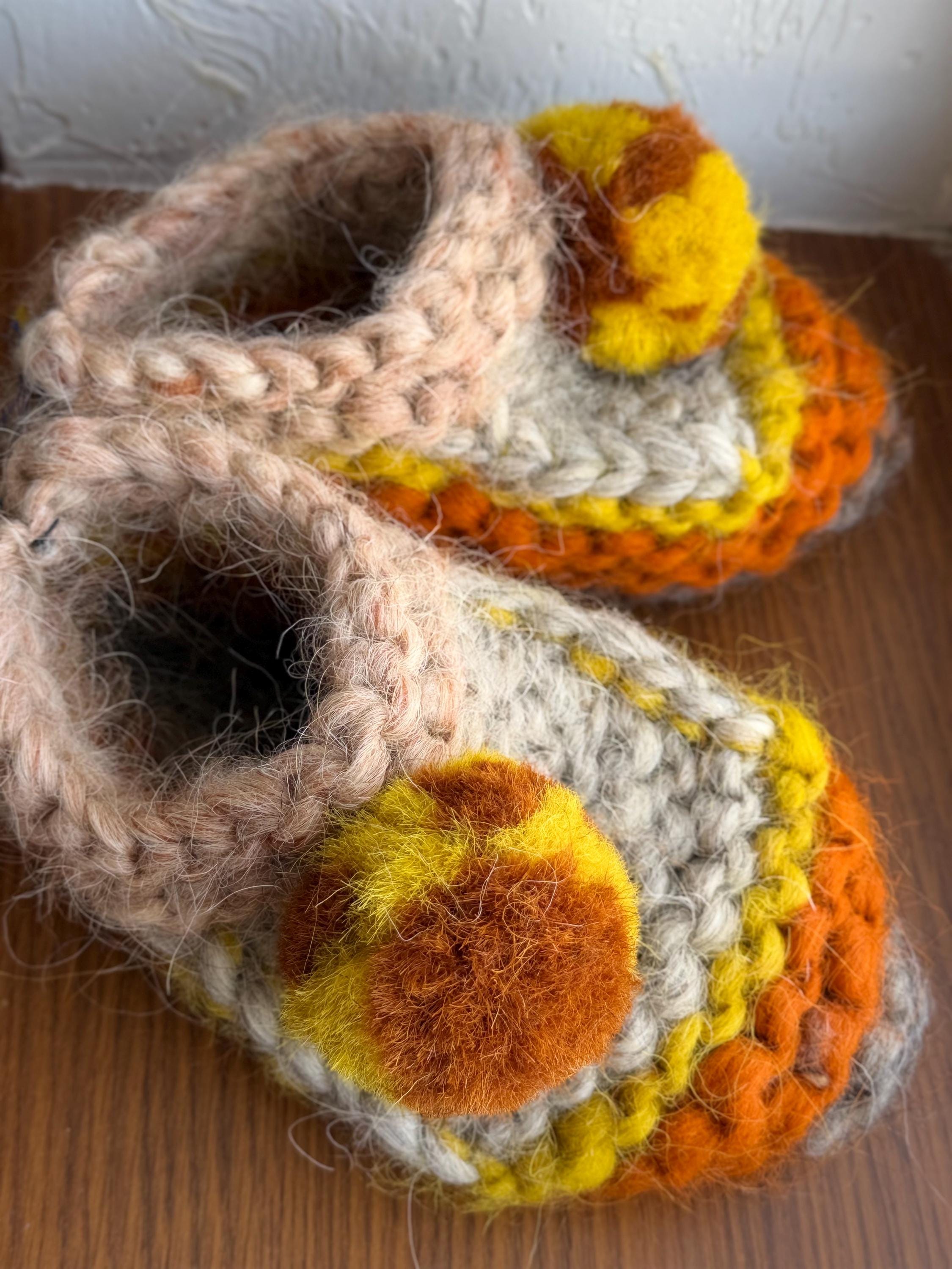 Knitted slippers made of chunky sheep wool Woolen Socks Hand knitted Carpathian socks Sheep wool goat wool From Ukraine with love