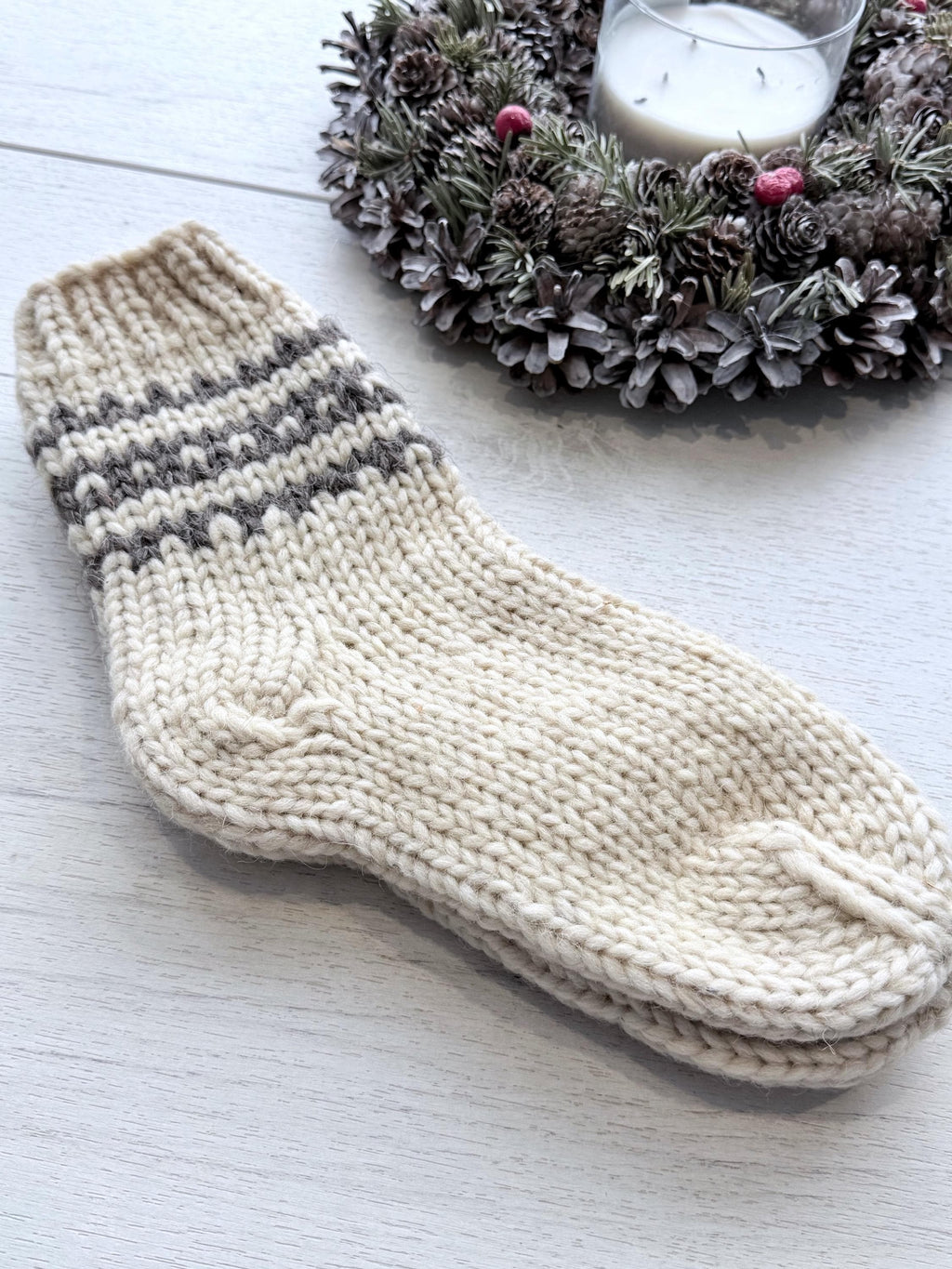 Hand knit socks made of chunky sheep wool Woolen Socks Hand knitted Carpathian socks Sheep wool goat wool From Ukraine with love