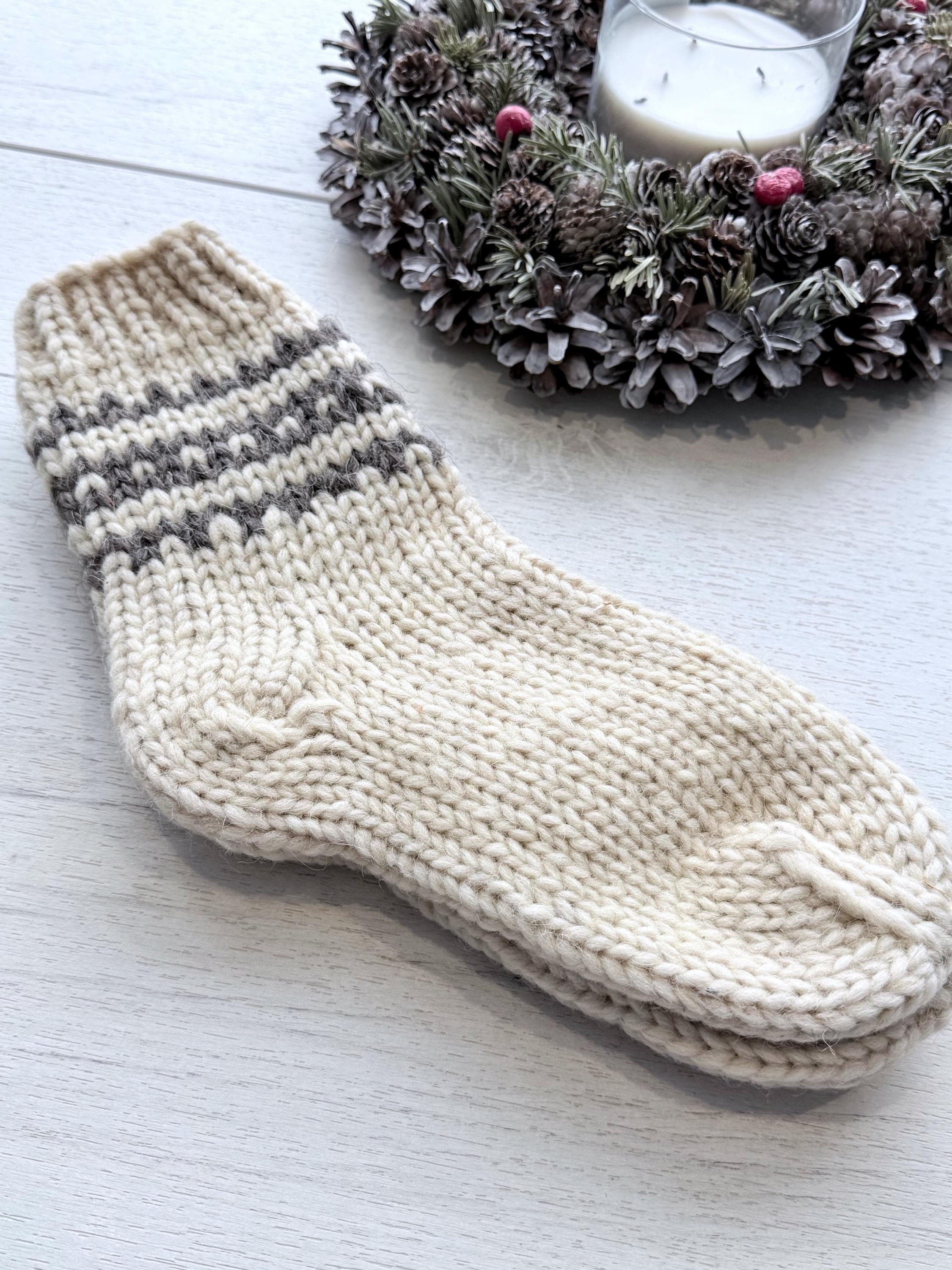 Hand knit socks made of chunky sheep wool Woolen Socks Hand knitted Carpathian socks Sheep wool goat wool From Ukraine with love