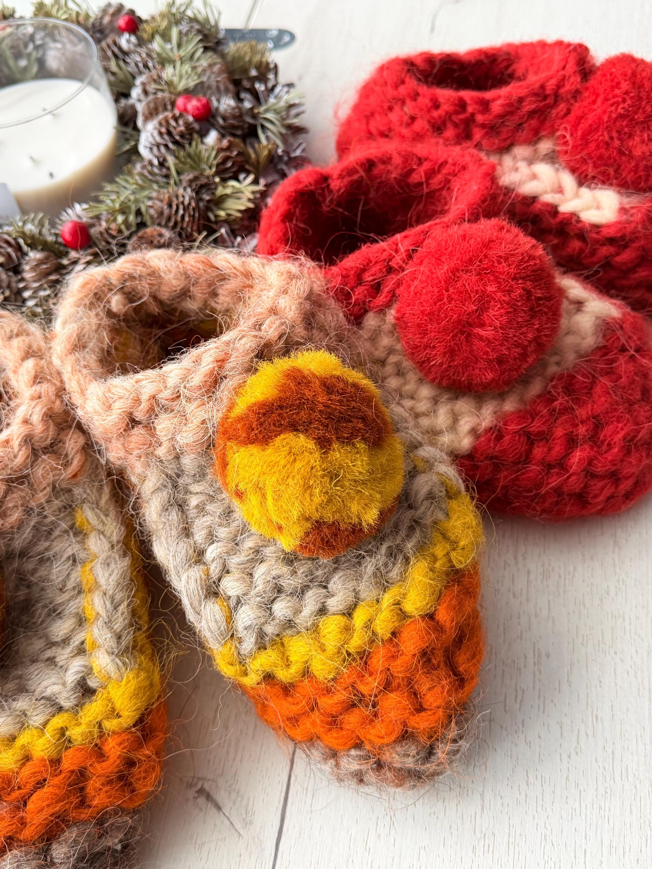 Knitted slippers made of chunky sheep wool Woolen Socks Hand knitted Carpathian socks Sheep wool goat wool From Ukraine with love