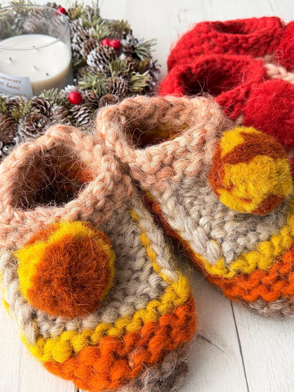 Knitted slippers made of chunky sheep wool Woolen Socks Hand knitted Carpathian socks Sheep wool goat wool From Ukraine with love