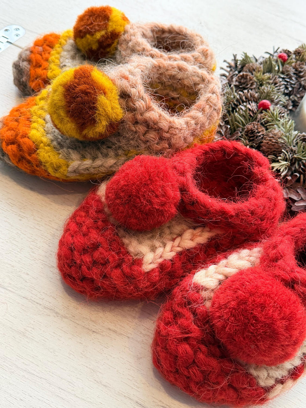 Knitted slippers made of chunky sheep wool Woolen Socks Hand knitted Carpathian socks Sheep wool goat wool From Ukraine with love