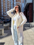 Hand knit wool midi white milk shawl collar cardigan womens Large oversized coat Chunky knit cardigan sweater Cocoon knit coat