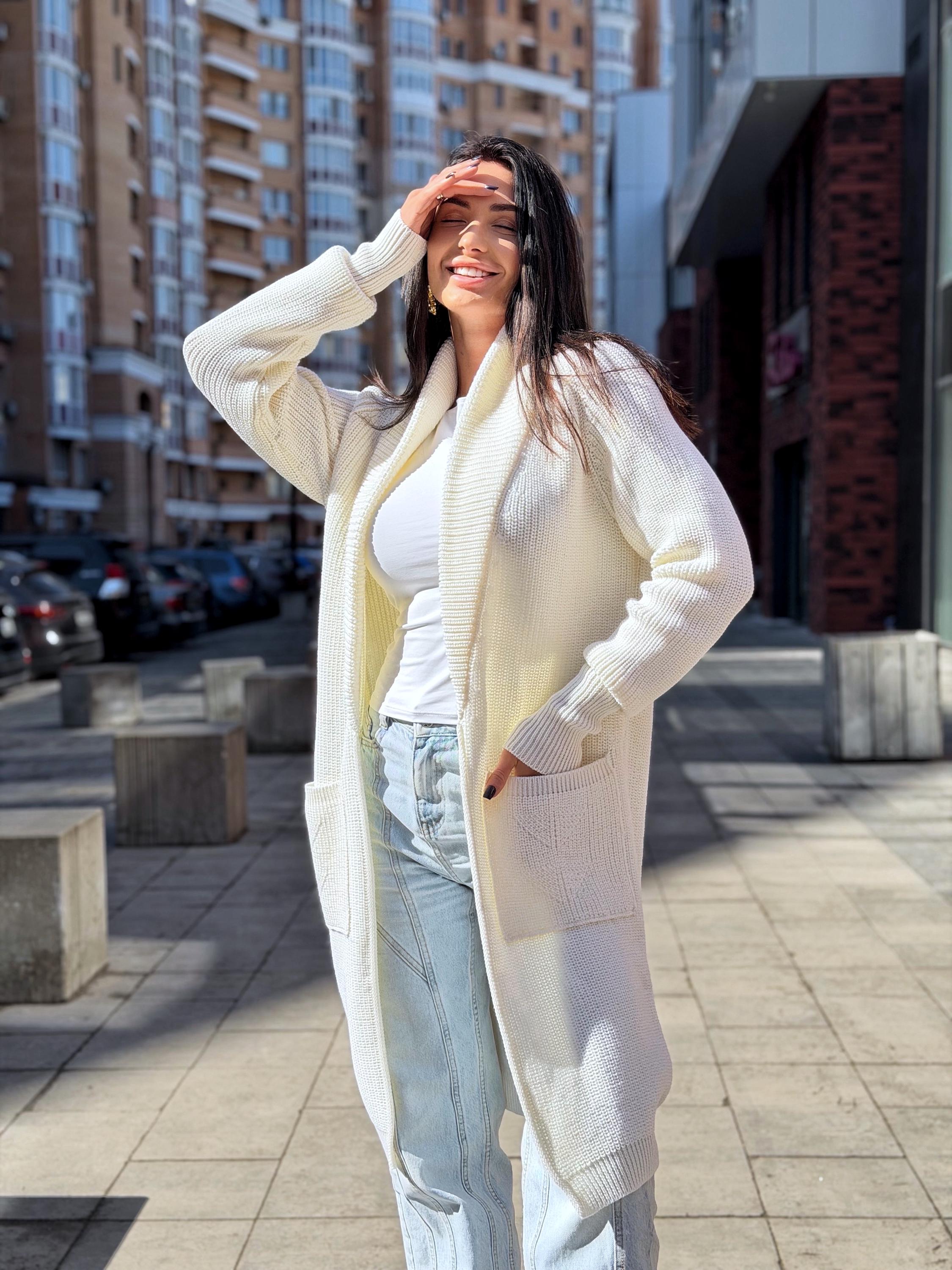 Hand knit wool midi white milk shawl collar cardigan womens Large oversized coat Chunky knit cardigan sweater Cocoon knit coat