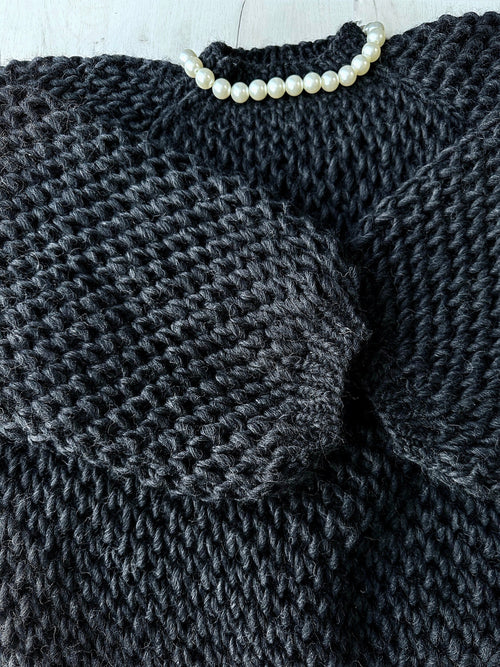 Alpaca wool hand knit large chunky knit black white sweater unisex Loose Fit Sweater Cable knit big pullover gender neutral