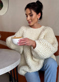 Chunky hand knit alpaca milk sweater Knitted oversized jumper Soft Luxury knit unisex style pullover