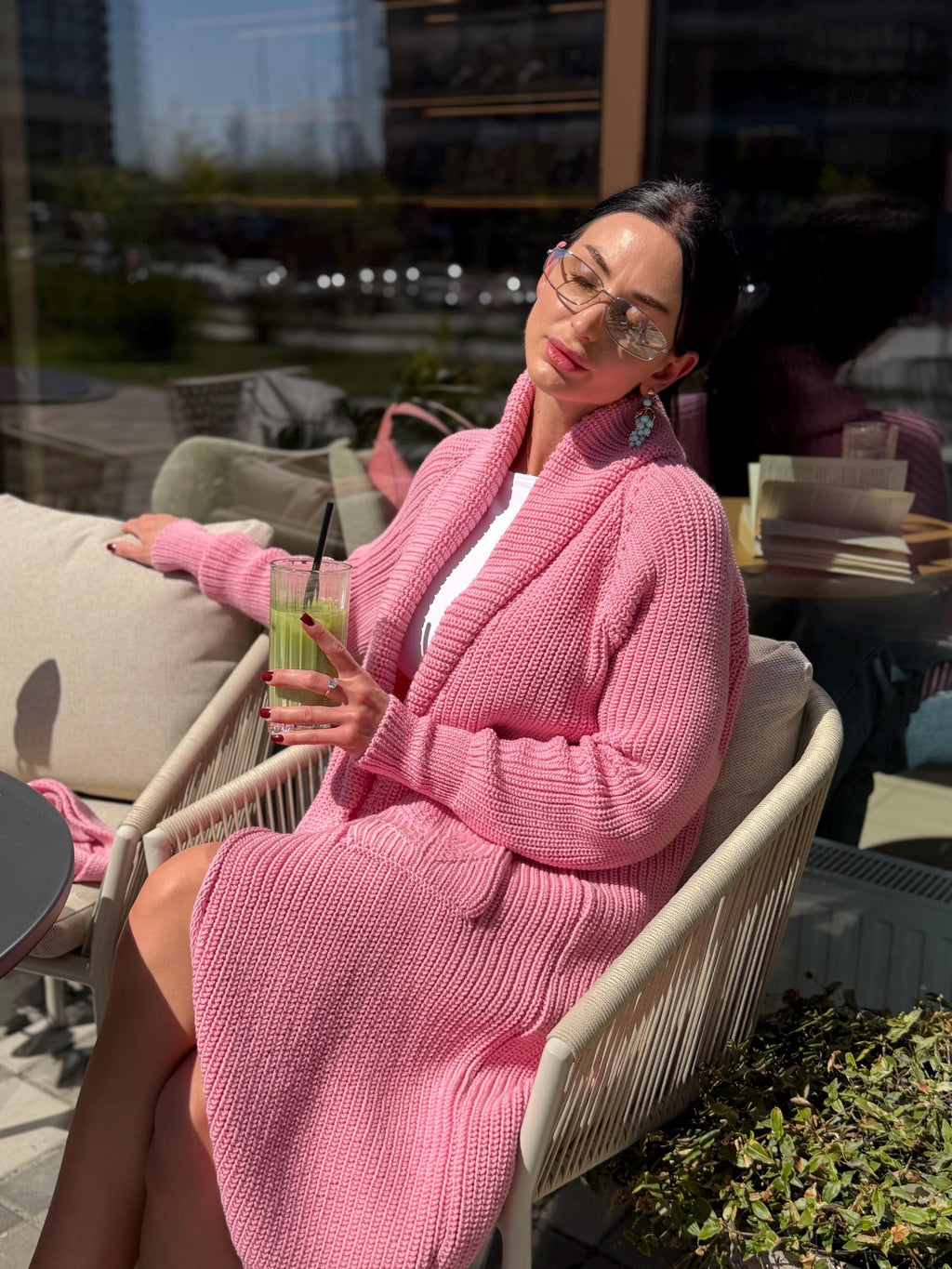 Soft Pink Handmade Cardigan, Merino Wool Long Knit Coat, Belted Cozy Sweater, Chunky Knit Women Cardigan, Luxury Knitwear