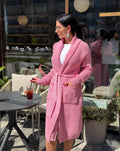 Soft Pink Handmade Cardigan, Merino Wool Long Knit Coat, Belted Cozy Sweater, Chunky Knit Women Cardigan, Luxury Knitwear