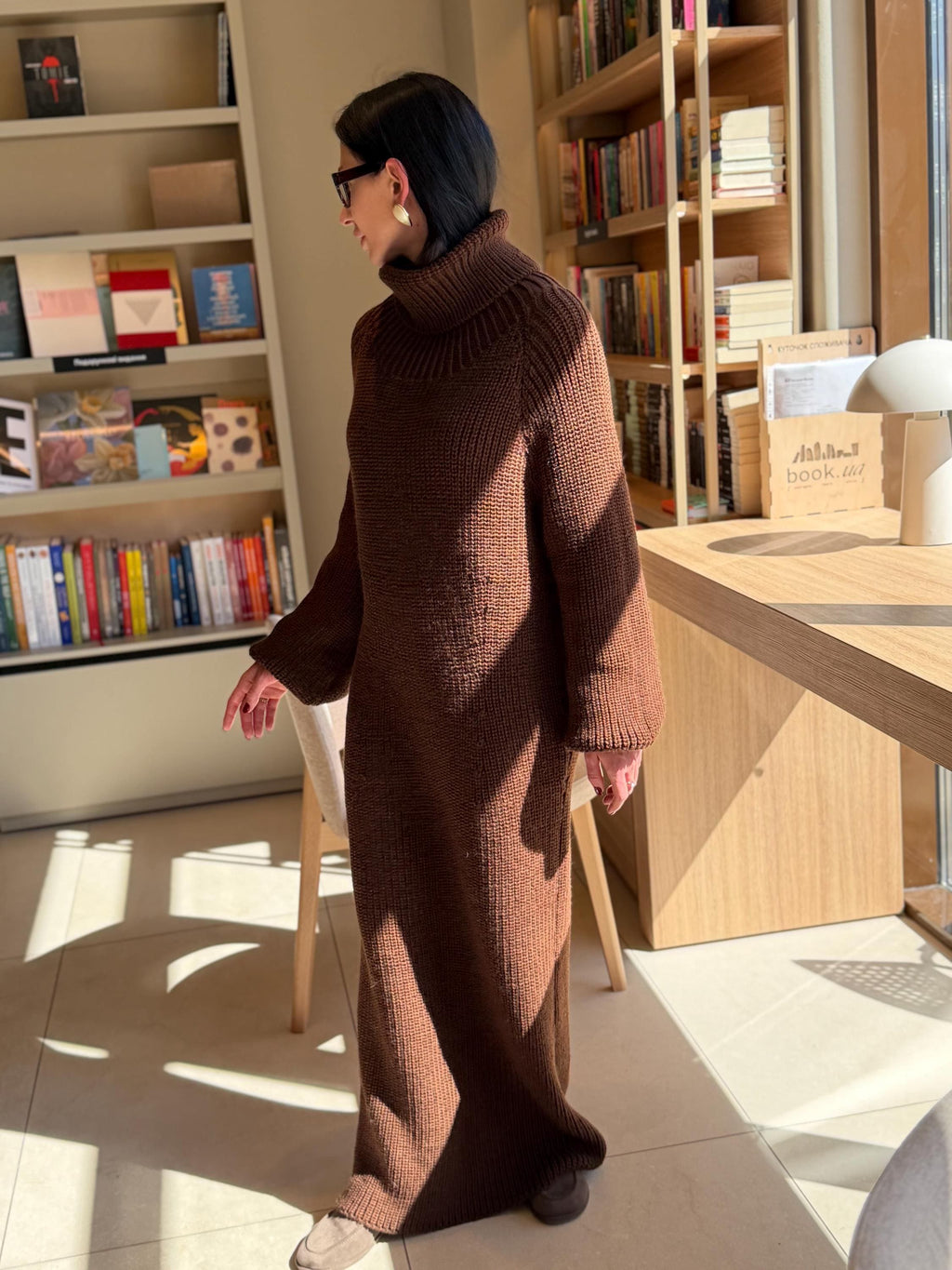Made to Measure Knit Dress, Luxury Chunky Turtleneck Dress, Handmade Maxi Sweater Dress, Sculpted Silhouette, Custom Wool Dress Slow Fashion