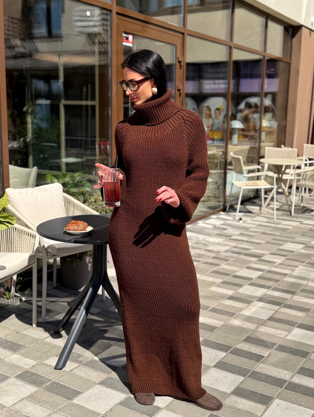 Made to Measure Knit Dress, Luxury Chunky Turtleneck Dress, Handmade Maxi Sweater Dress, Sculpted Silhouette, Custom Wool Dress Slow Fashion