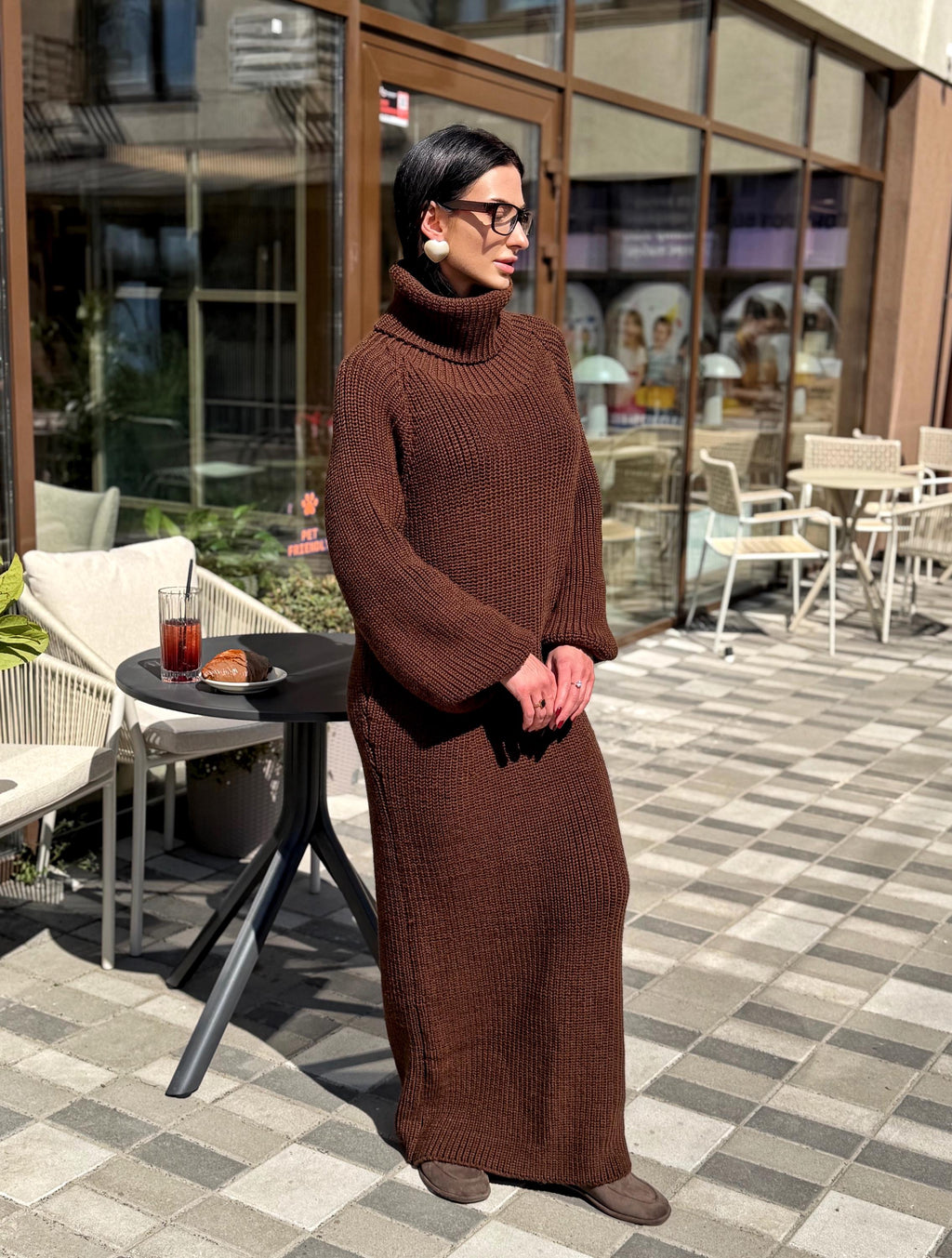 Made to Measure Knit Dress, Luxury Chunky Turtleneck Dress, Handmade Maxi Sweater Dress, Sculpted Silhouette, Custom Wool Dress Slow Fashion