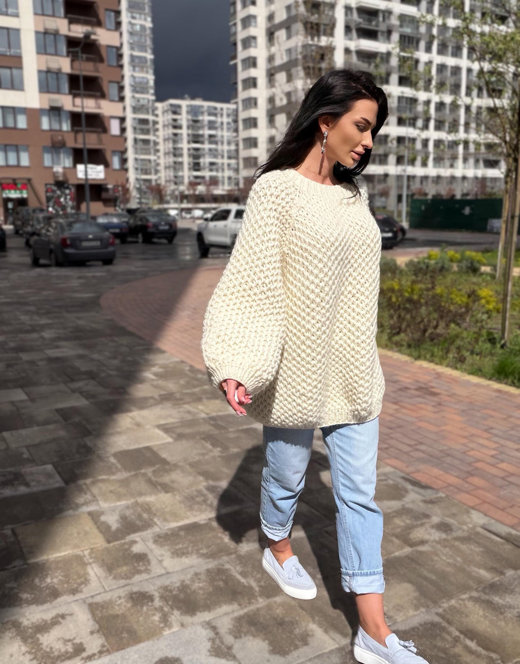 Chunky hand knit alpaca milk sweater Knitted oversized jumper Soft Luxury knit unisex style pullover