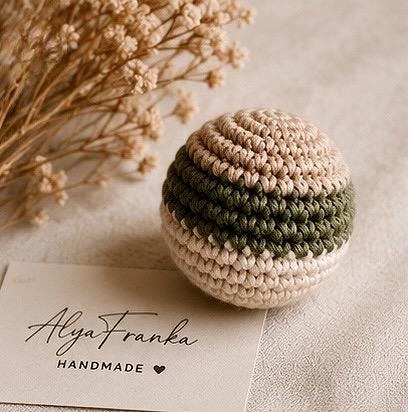 Handmade Crochet Hacky Sack, Aesthetic Footbag, Crochet Stress Relief Ball, Retro Gift for Him Her, Neutral Desk Toy, Handmade Foot Bag