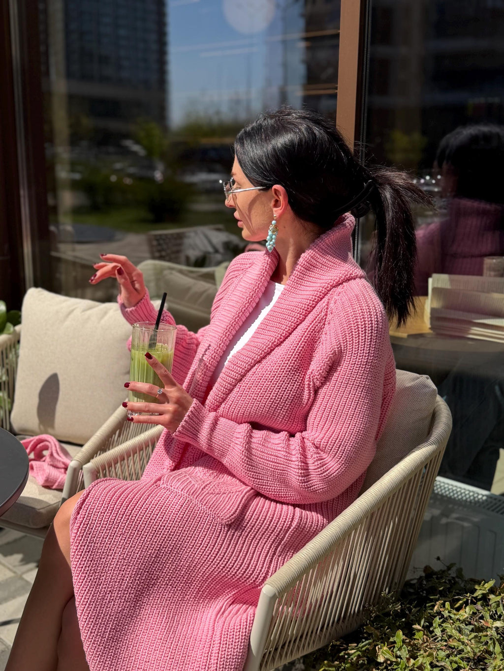 Soft Pink Handmade Cardigan, Merino Wool Long Knit Coat, Belted Cozy Sweater, Chunky Knit Women Cardigan, Luxury Knitwear