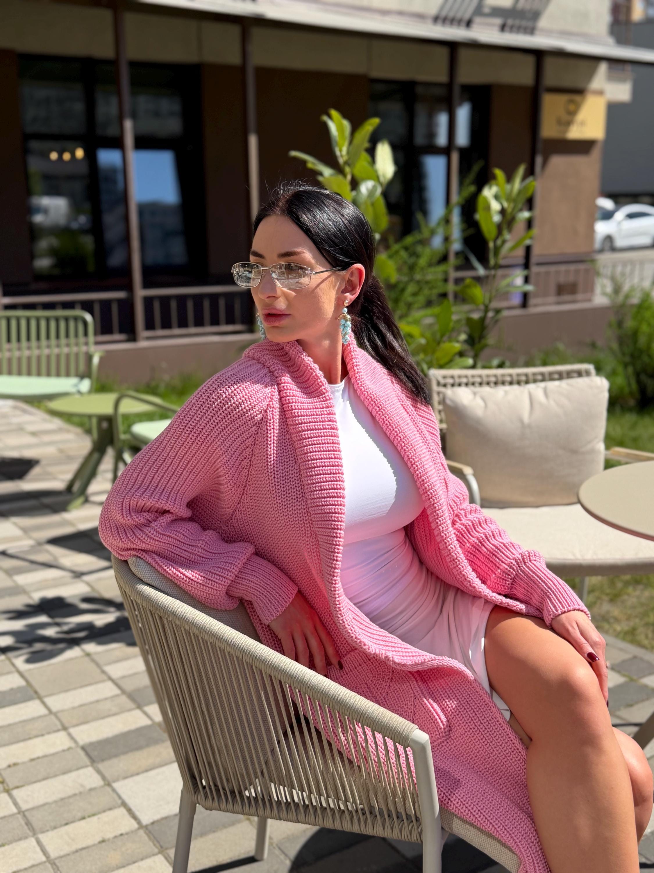 Soft Pink Handmade Cardigan, Merino Wool Long Knit Coat, Belted Cozy Sweater, Chunky Knit Women Cardigan, Luxury Knitwear