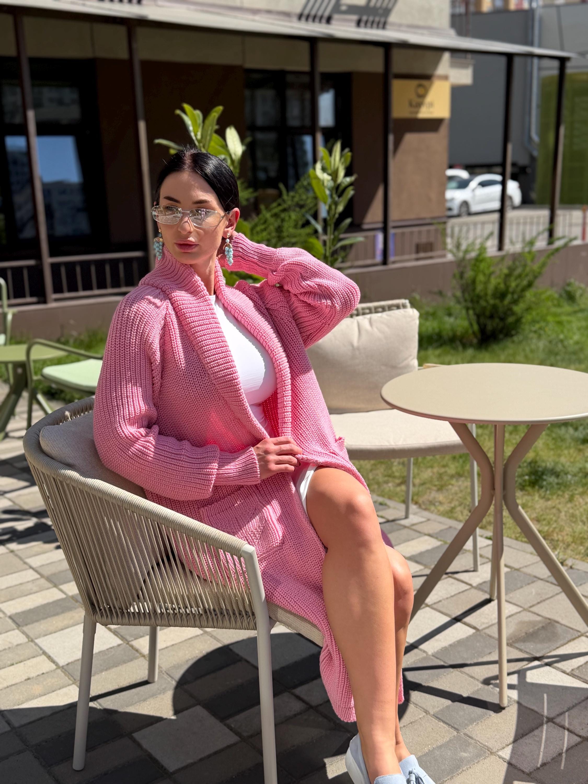 Soft Pink Handmade Cardigan, Merino Wool Long Knit Coat, Belted Cozy Sweater, Chunky Knit Women Cardigan, Luxury Knitwear