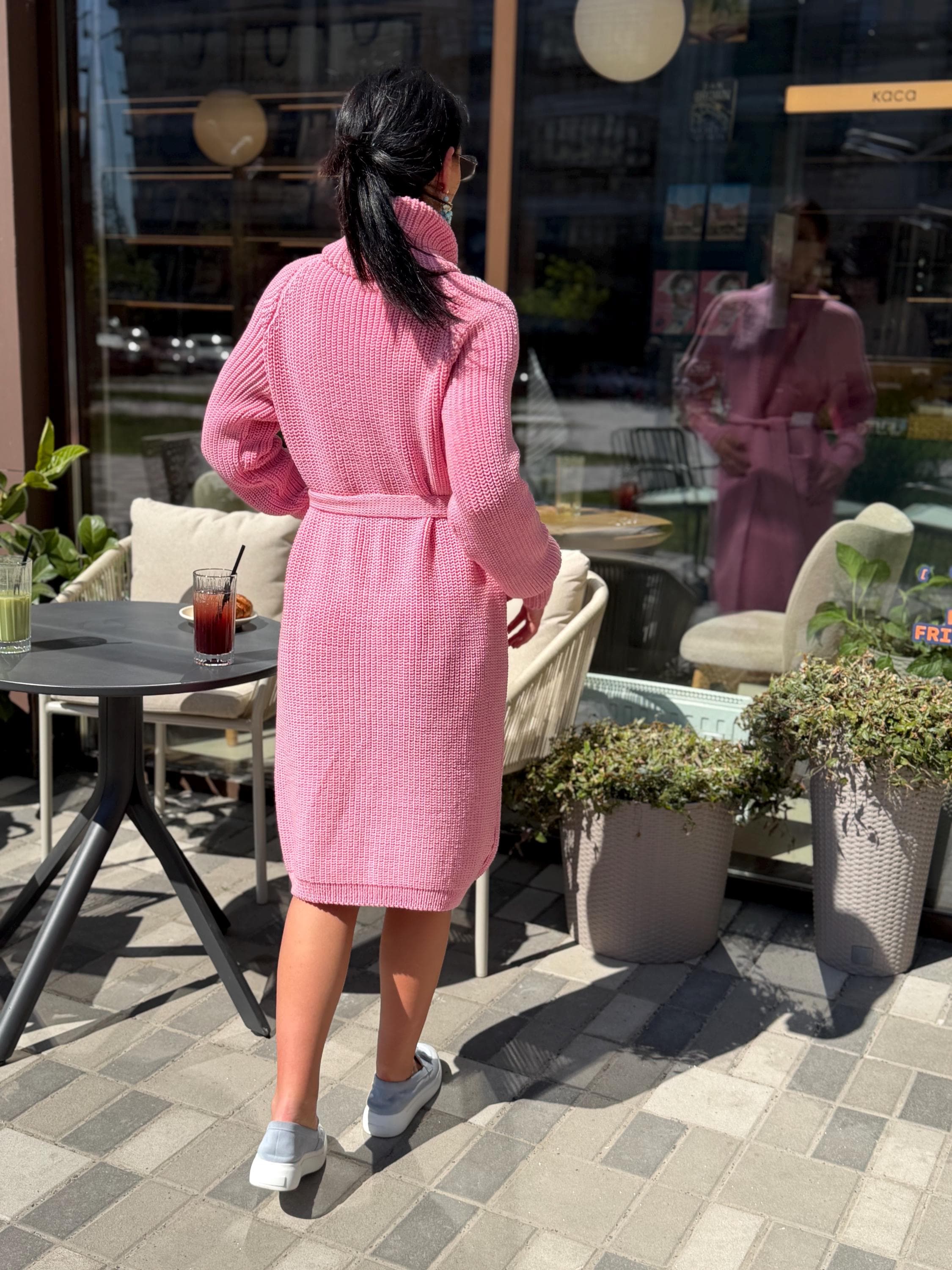 Soft Pink Handmade Cardigan, Merino Wool Long Knit Coat, Belted Cozy Sweater, Chunky Knit Women Cardigan, Luxury Knitwear
