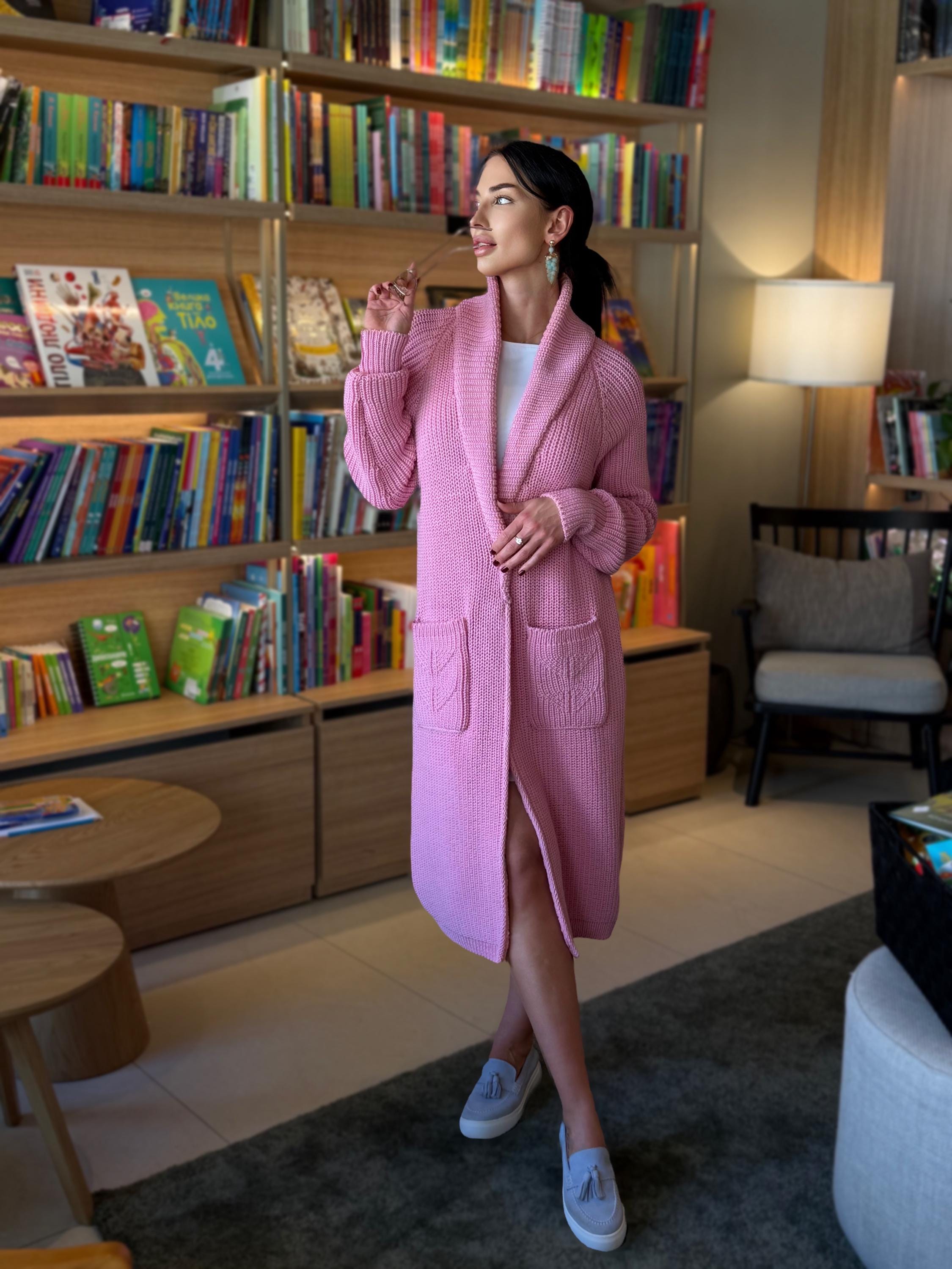Soft Pink Handmade Cardigan, Merino Wool Long Knit Coat, Belted Cozy Sweater, Chunky Knit Women Cardigan, Luxury Knitwear