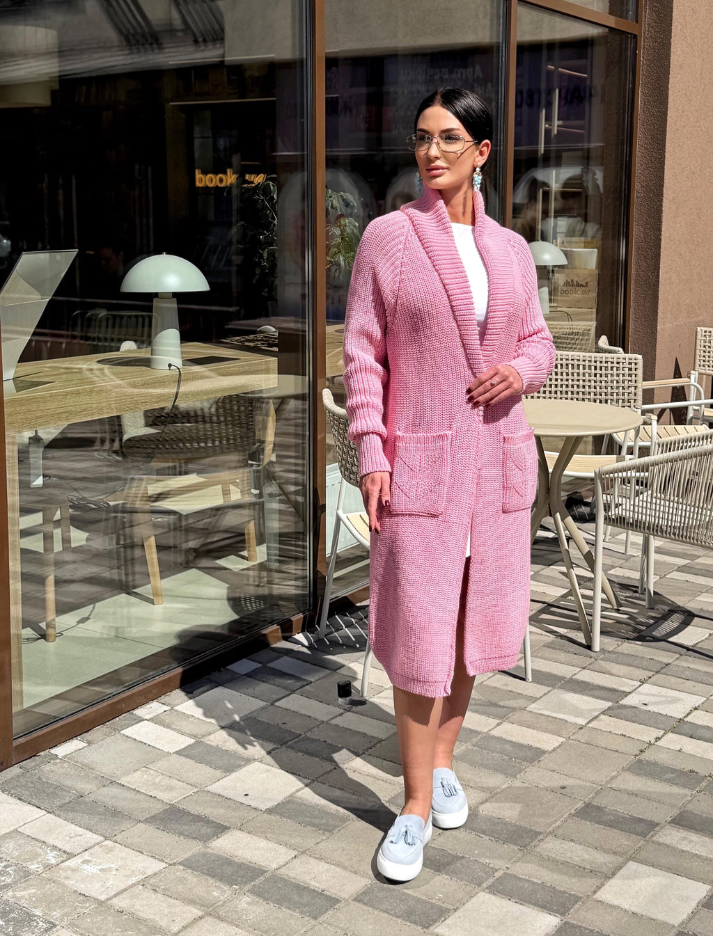 Soft Pink Handmade Cardigan, Merino Wool Long Knit Coat, Belted Cozy Sweater, Chunky Knit Women Cardigan, Luxury Knitwear