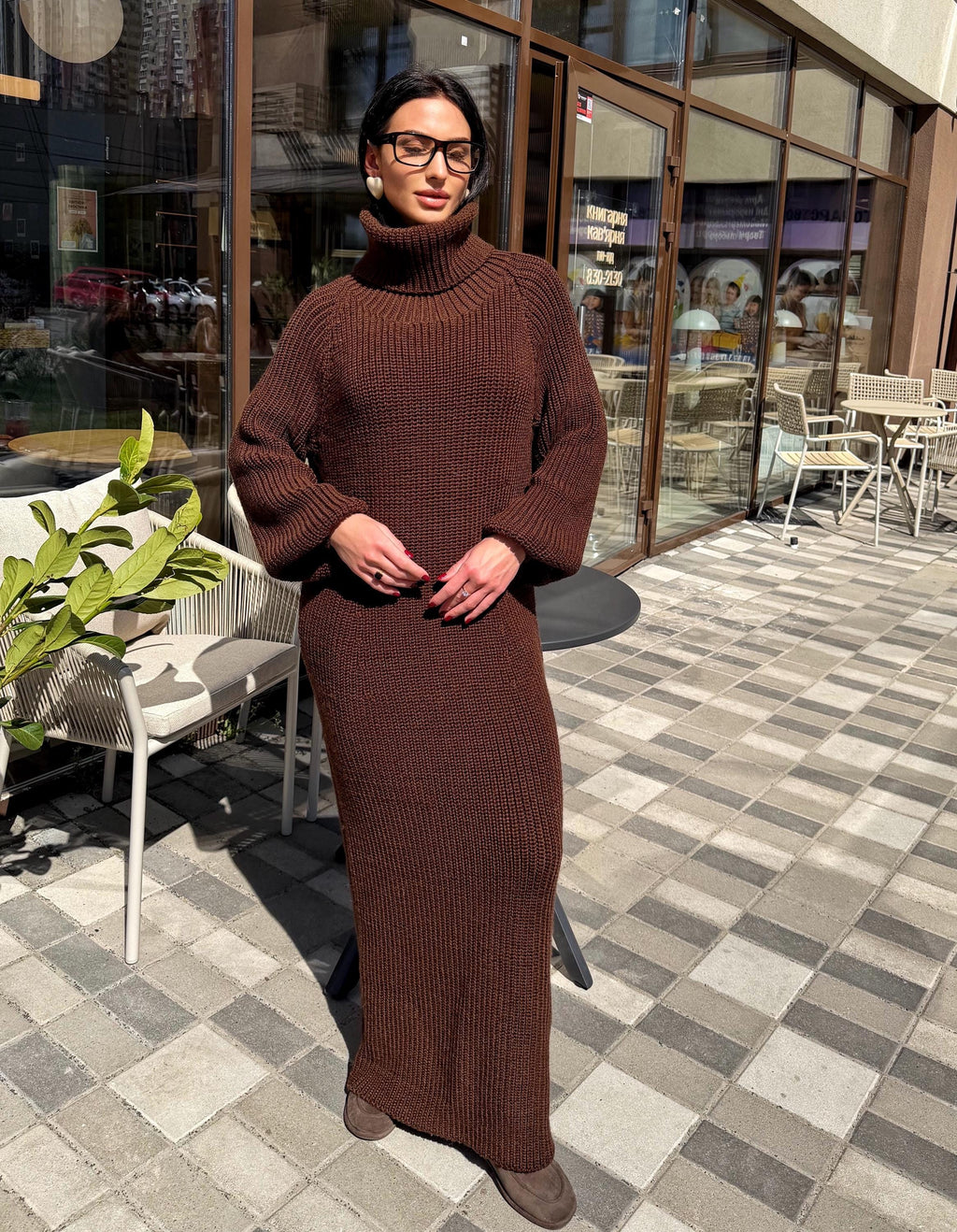 Made to Measure Knit Dress, Luxury Chunky Turtleneck Dress, Handmade Maxi Sweater Dress, Sculpted Silhouette, Custom Wool Dress Slow Fashion