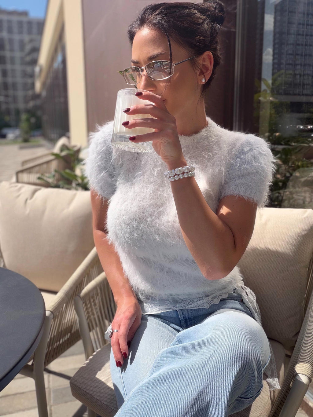 Merino Wool Knit Top Women, Fluffy Sweater Tee, Soft Fuzzy Knit Shirt, Lightweight Spring Summer Pullover, Handmade Luxury Top