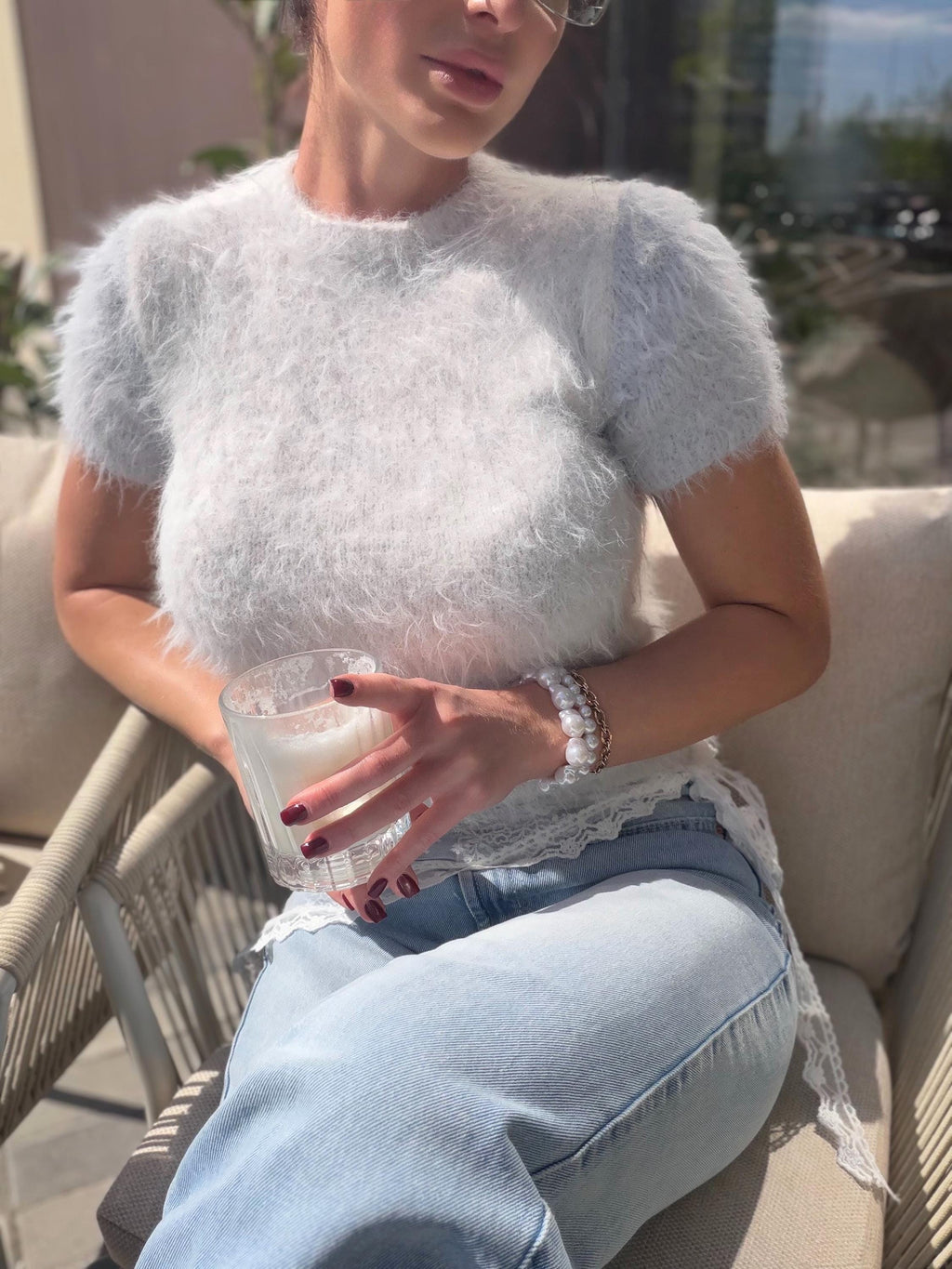 Merino Wool Knit Top Women, Fluffy Sweater Tee, Soft Fuzzy Knit Shirt, Lightweight Spring Summer Pullover, Handmade Luxury Top