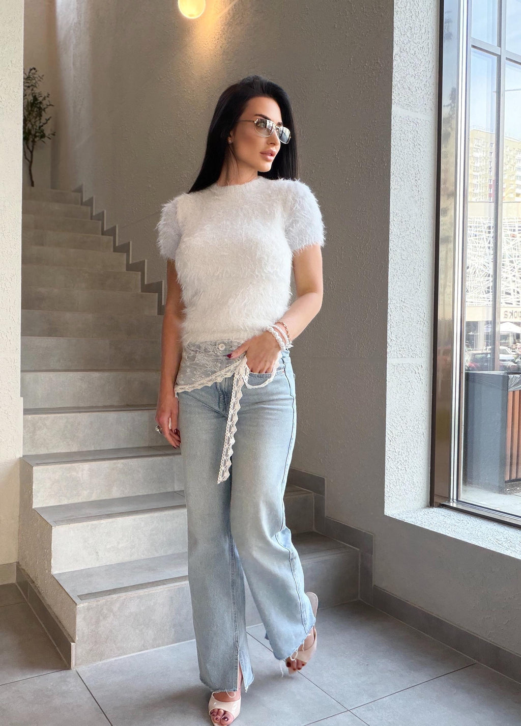Merino Wool Knit Top Women, Fluffy Sweater Tee, Soft Fuzzy Knit Shirt, Lightweight Spring Summer Pullover, Handmade Luxury Top