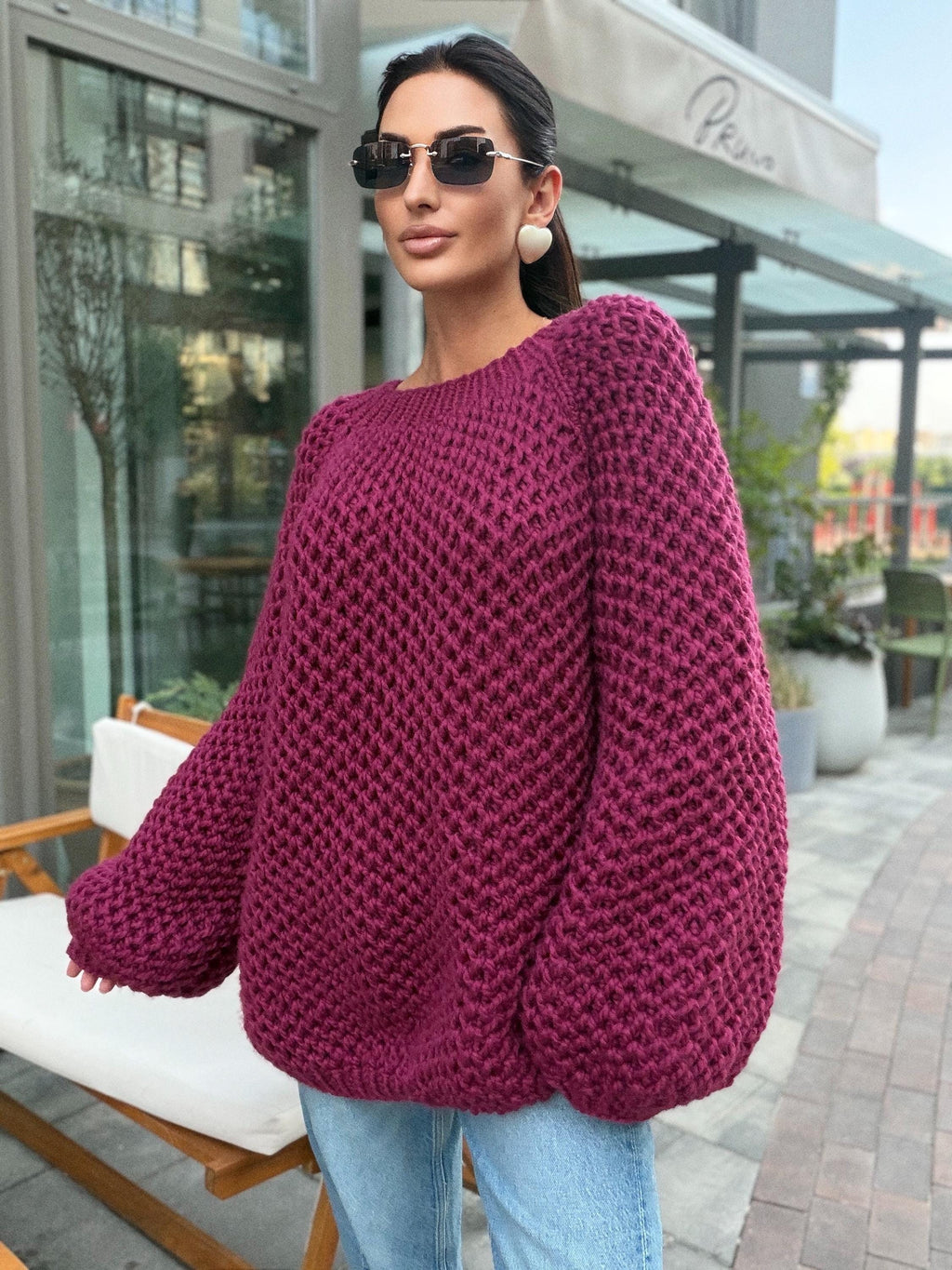 Chunky handknit large alpaca wool soft boyfriend sweater Cable knit pullover Loose fit pullover Luxury knit jumper Cozy winter jumper