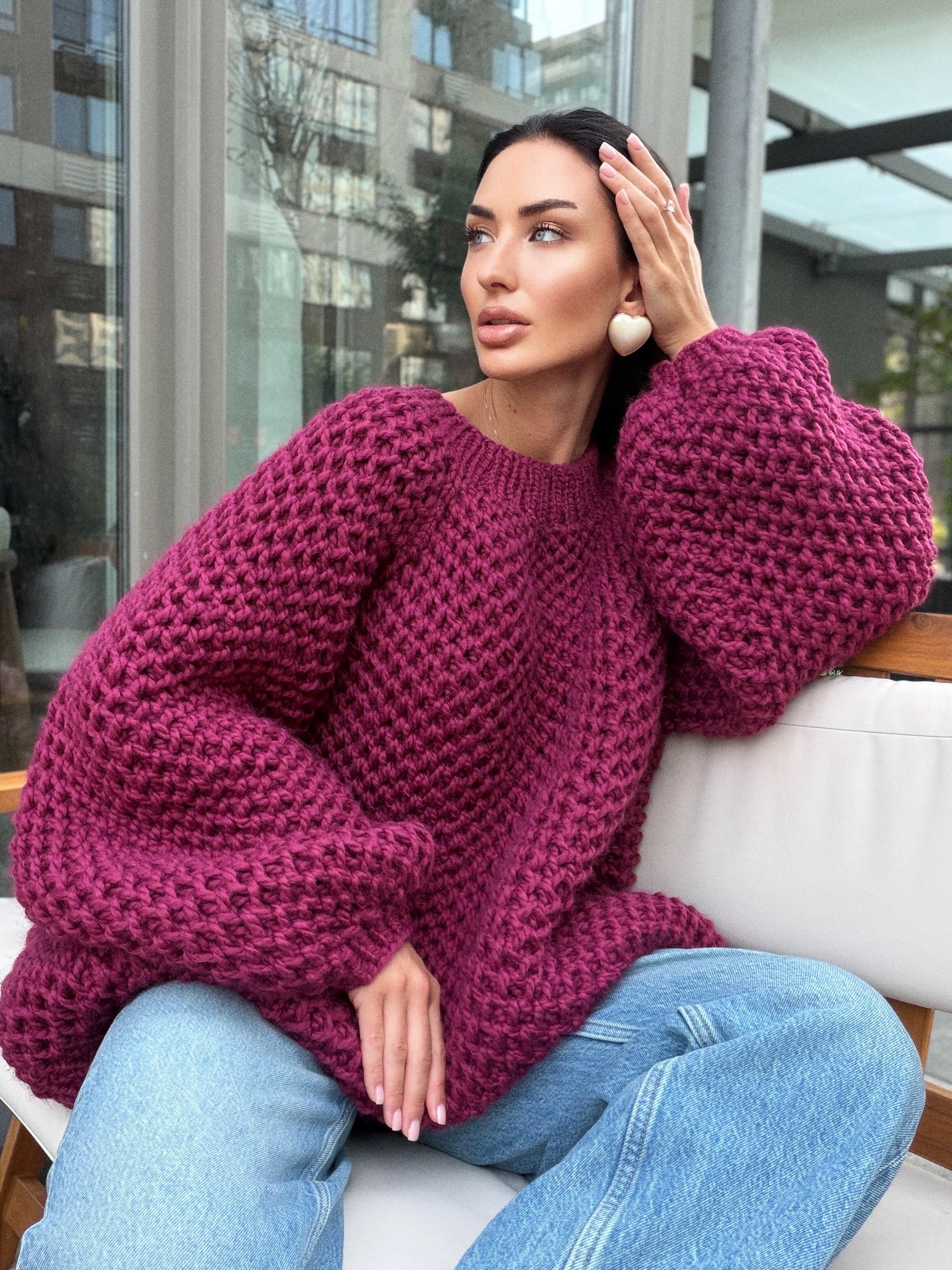 Chunky handknit large alpaca wool soft boyfriend sweater Cable knit pullover Loose fit pullover Luxury knit jumper Cozy winter jumper