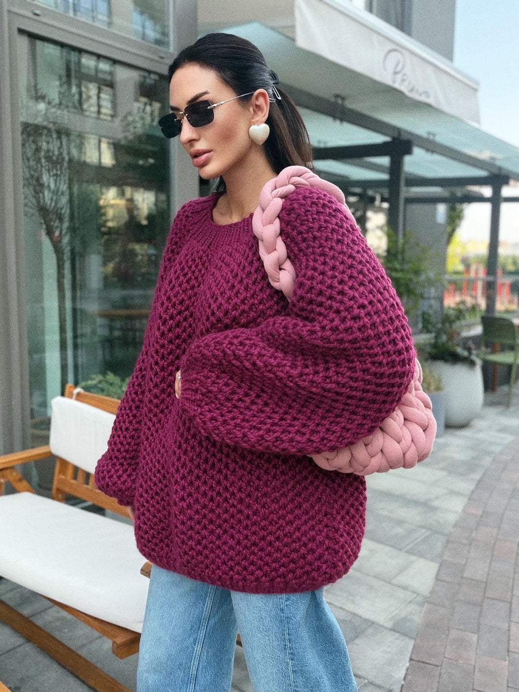 Chunky handknit large alpaca wool soft boyfriend sweater Cable knit pullover Loose fit pullover Luxury knit jumper Cozy winter jumper