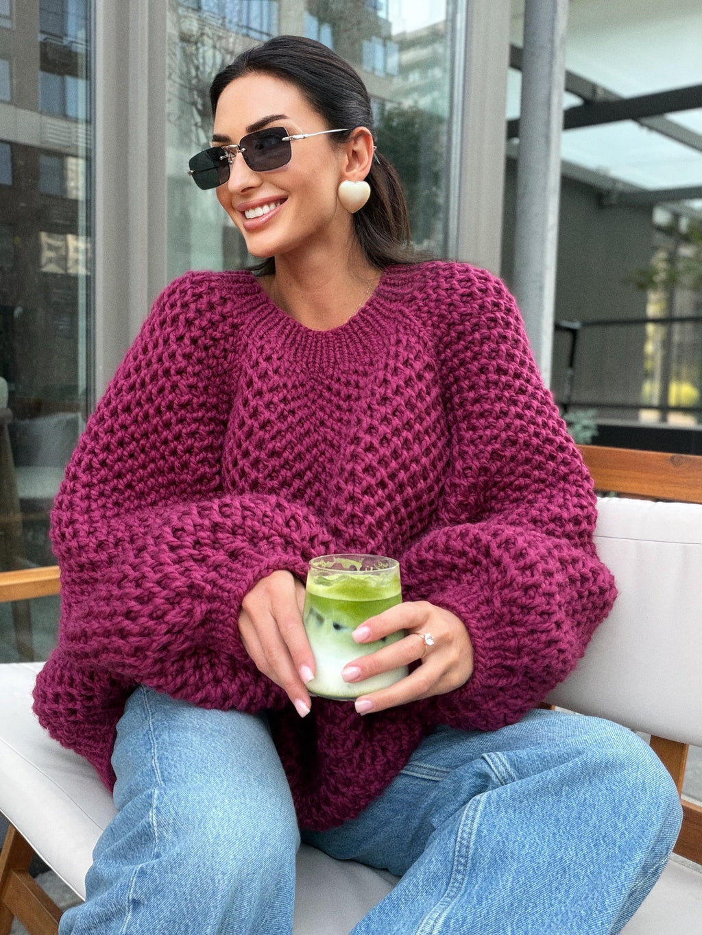 Chunky handknit large alpaca wool soft boyfriend sweater Cable knit pullover Loose fit pullover Luxury knit jumper Cozy winter jumper