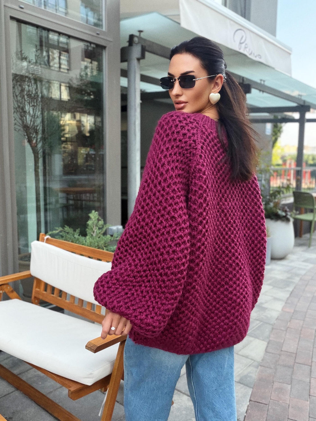 Chunky handknit large alpaca wool soft boyfriend sweater Cable knit pullover Loose fit pullover Luxury knit jumper Cozy winter jumper