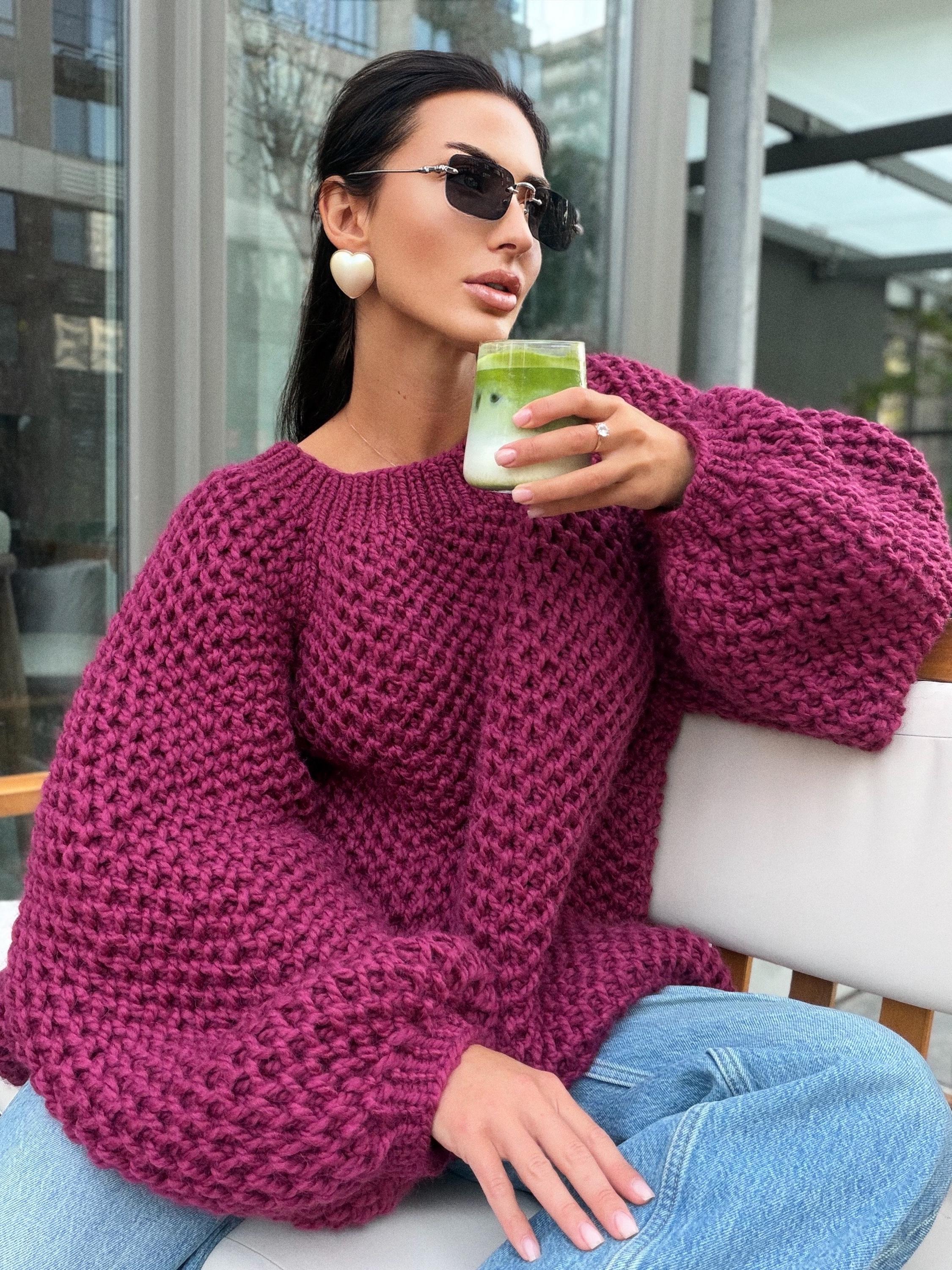 Chunky handknit large alpaca wool soft boyfriend sweater Cable knit pullover Loose fit pullover Luxury knit jumper Cozy winter jumper