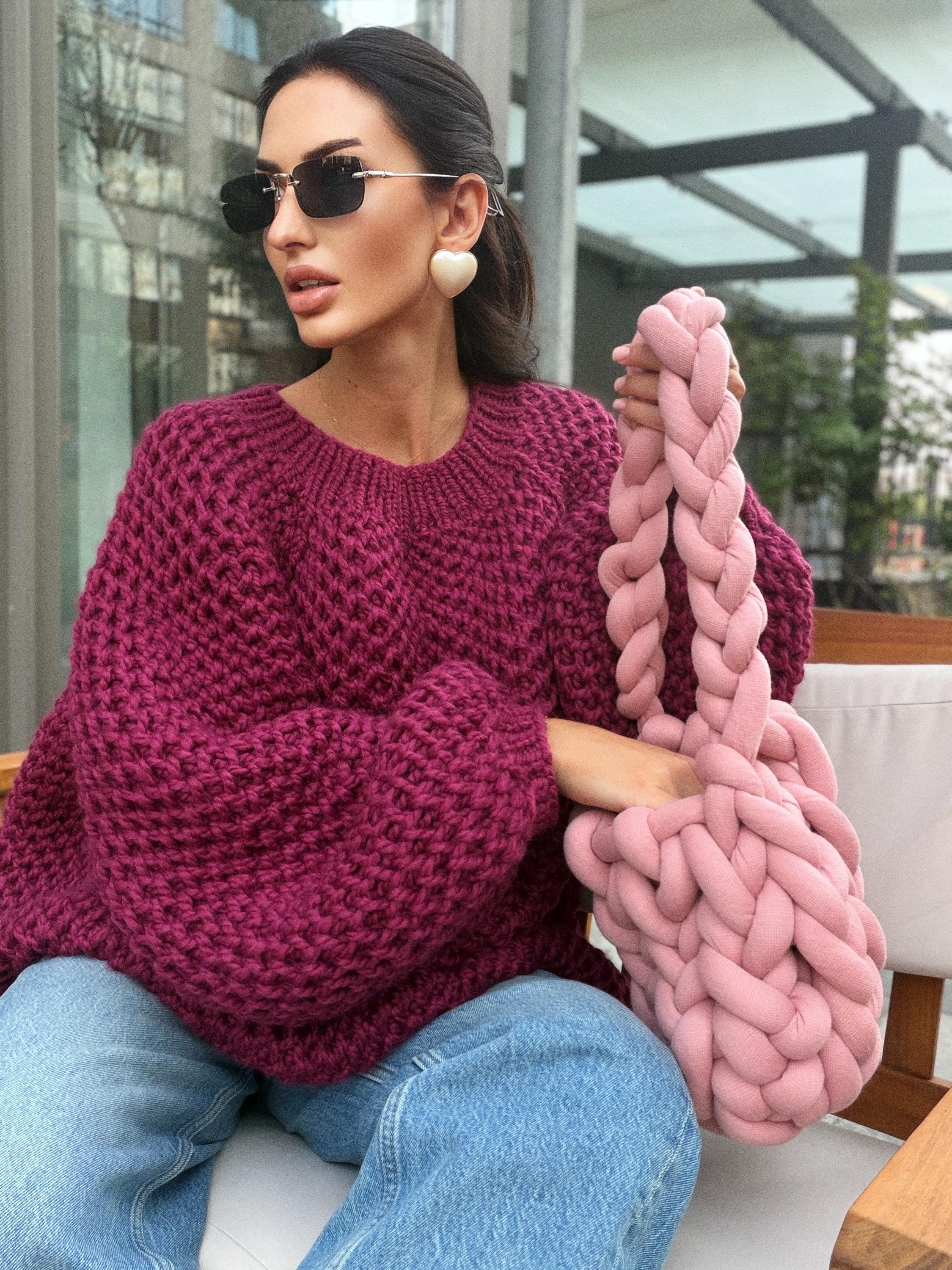 Chunky handknit large alpaca wool soft boyfriend sweater Cable knit pullover Loose fit pullover Luxury knit jumper Cozy winter jumper