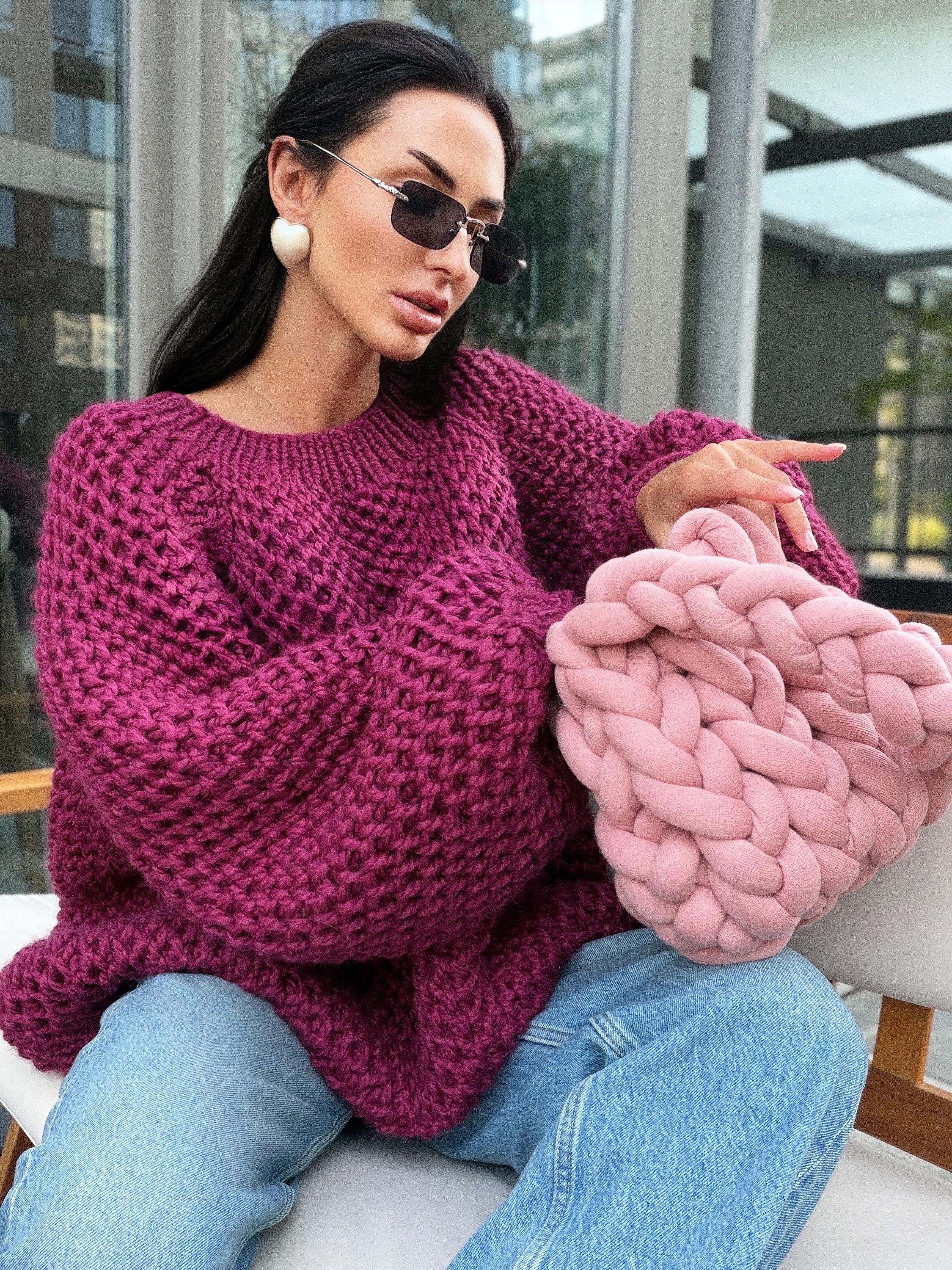 Chunky handknit large alpaca wool soft boyfriend sweater Cable knit pullover Loose fit pullover Luxury knit jumper Cozy winter jumper