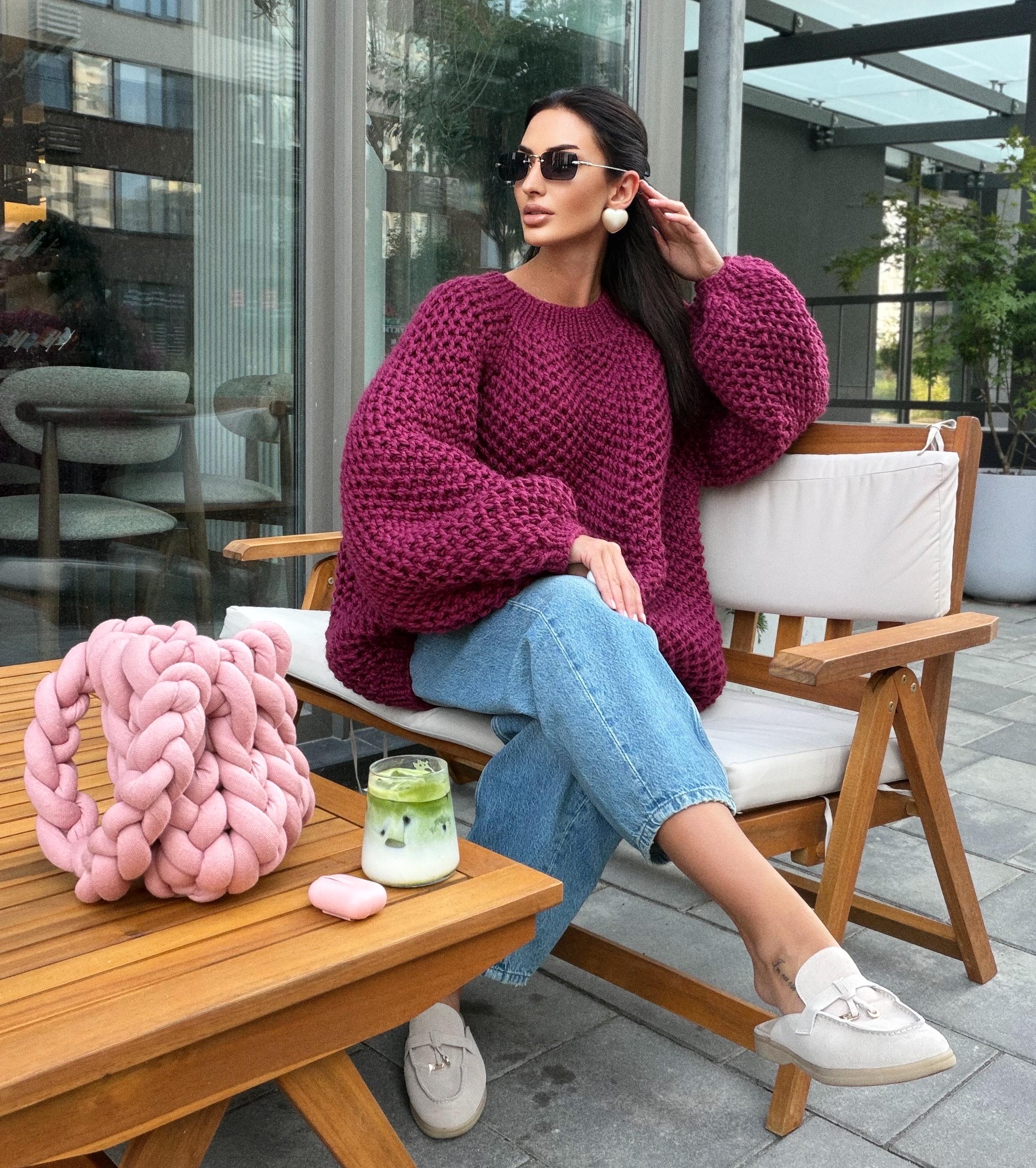 Chunky handknit large alpaca wool soft boyfriend sweater Cable knit pullover Loose fit pullover Luxury knit jumper Cozy winter jumper