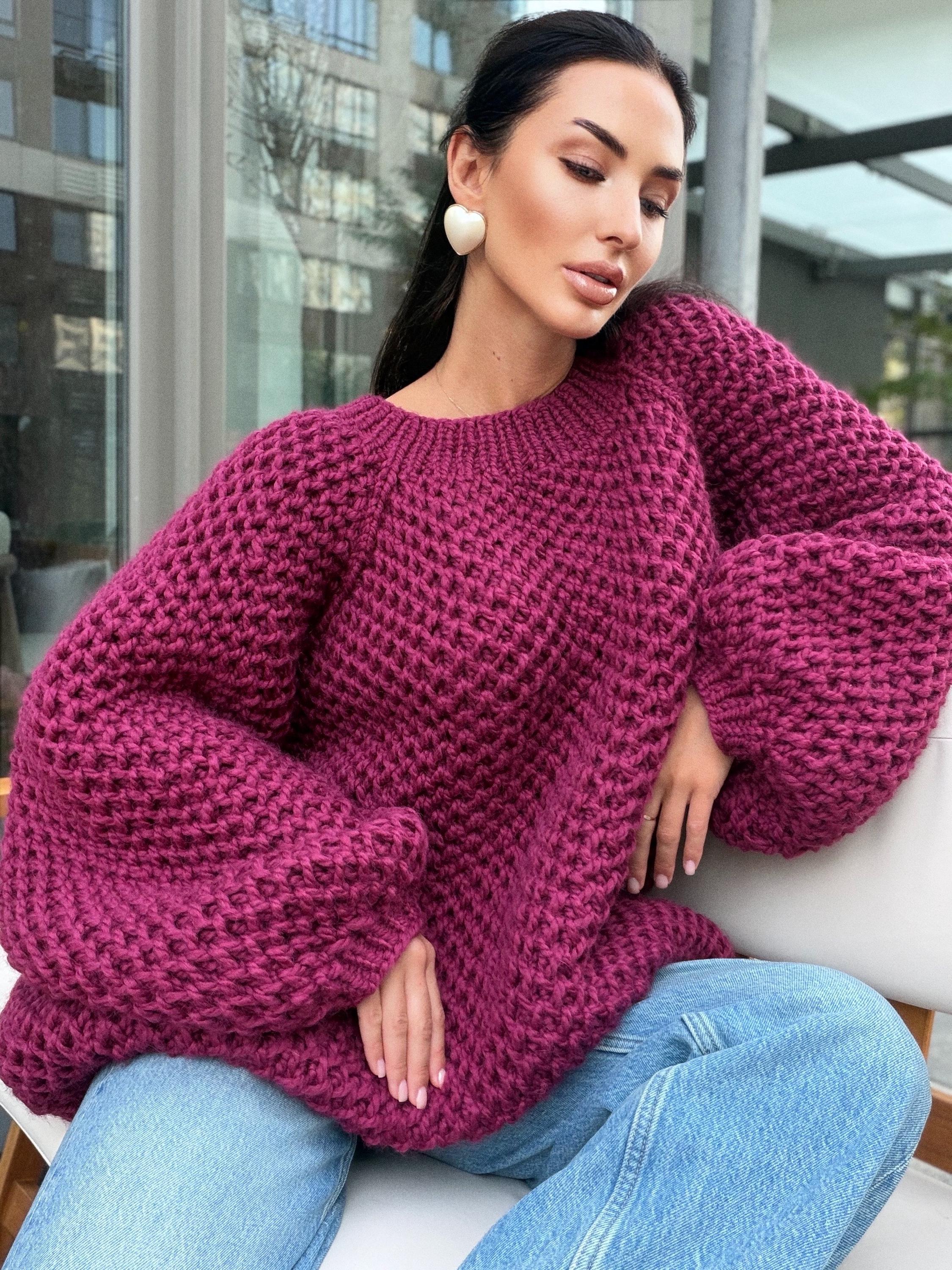 Chunky handknit large alpaca wool soft boyfriend sweater Cable knit pullover Loose fit pullover Luxury knit jumper Cozy winter jumper