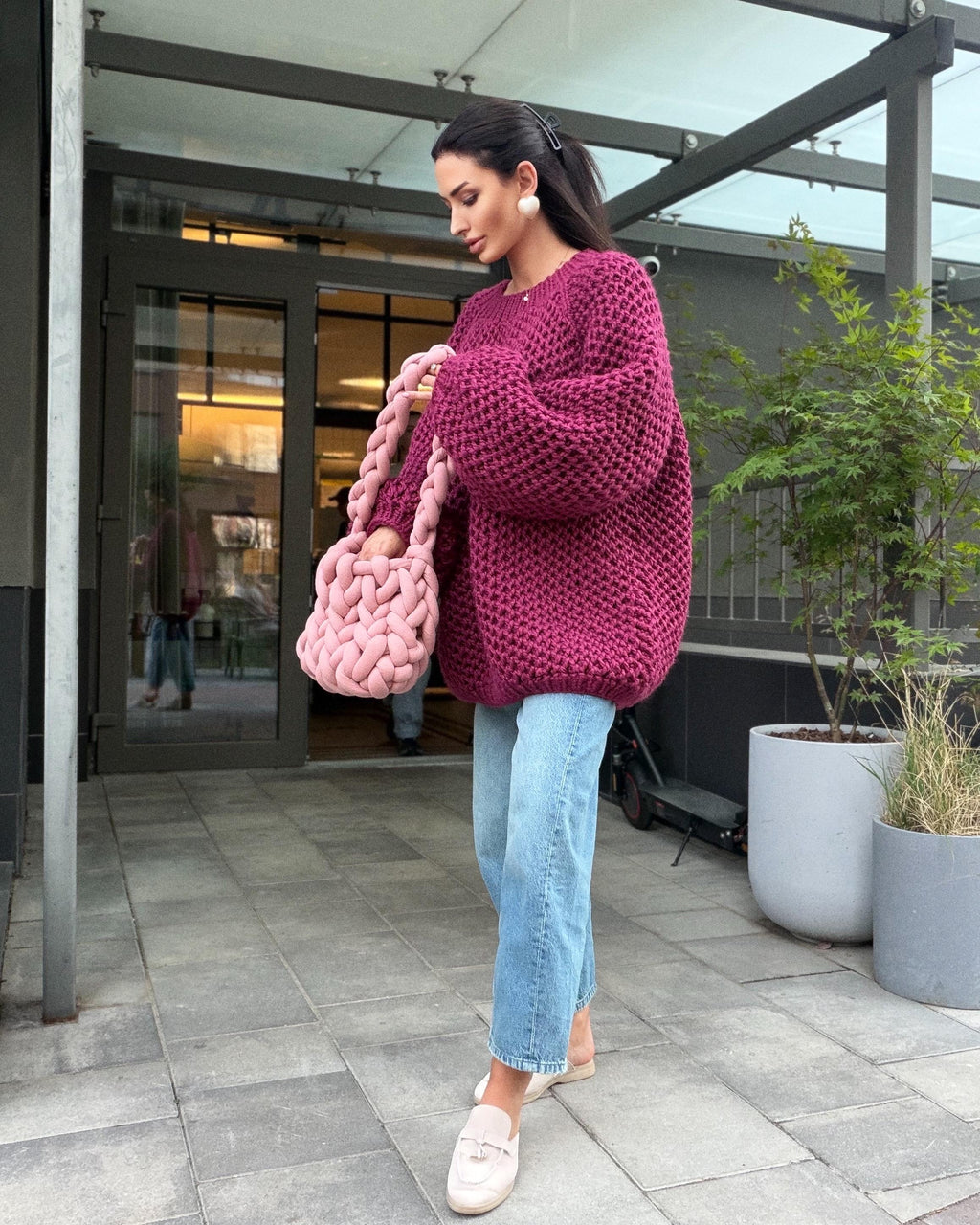 Chunky handknit large alpaca wool soft boyfriend sweater Cable knit pullover Loose fit pullover Luxury knit jumper Cozy winter jumper