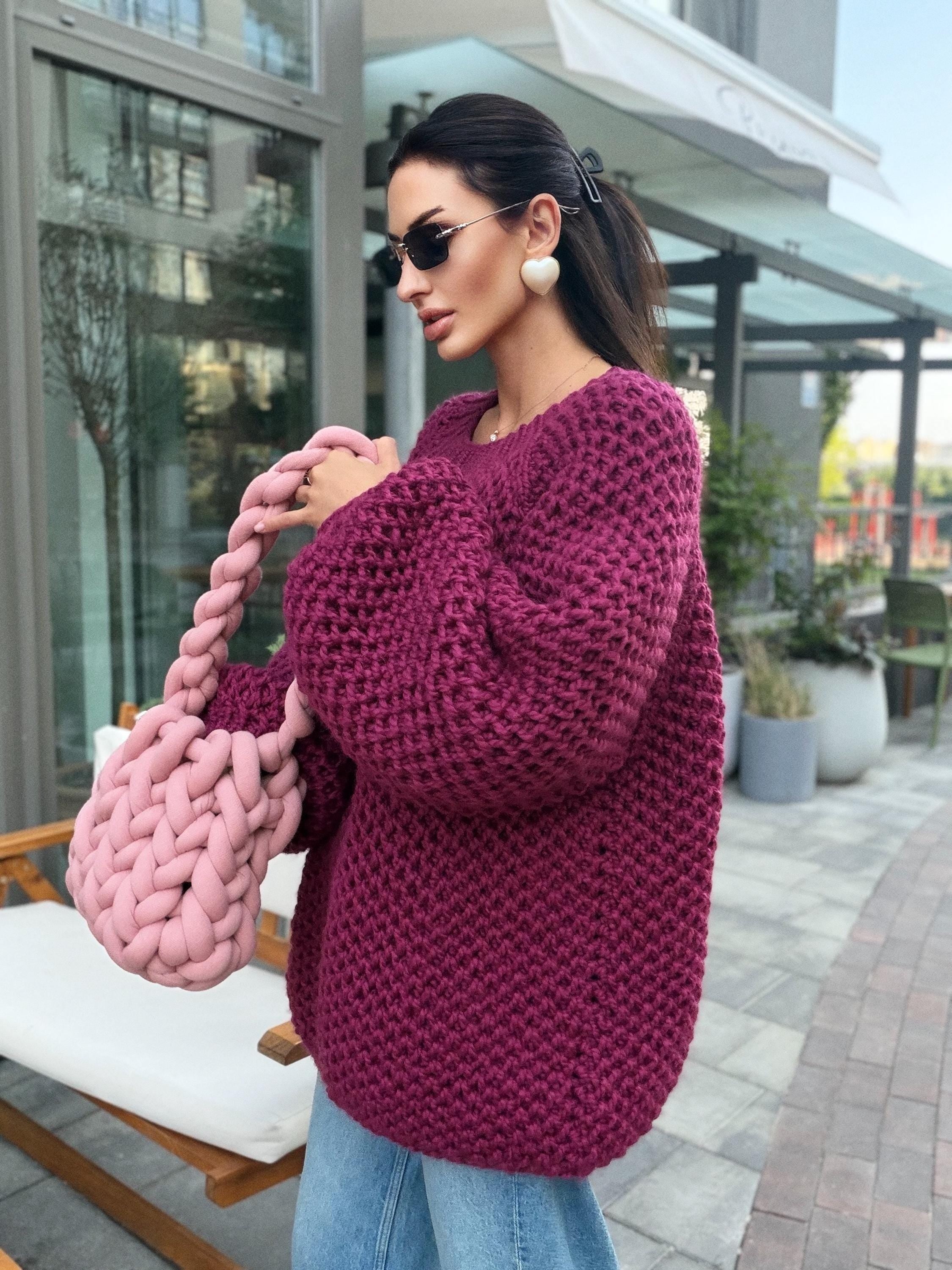 Chunky handknit large alpaca wool soft boyfriend sweater Cable knit pullover Loose fit pullover Luxury knit jumper Cozy winter jumper