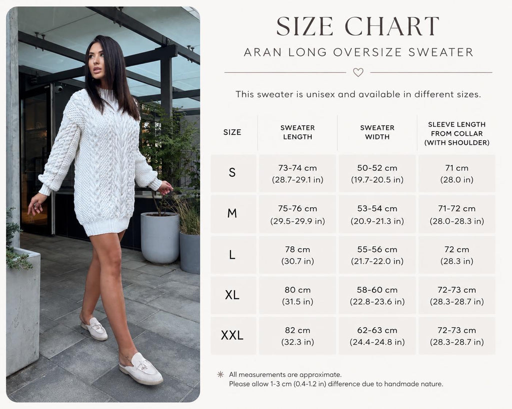 Aran oversized hand knit Sweater cable knit sweater dress Chunky knit pullover merino wool Blend hand knit Unisex White Fisherman Sweater